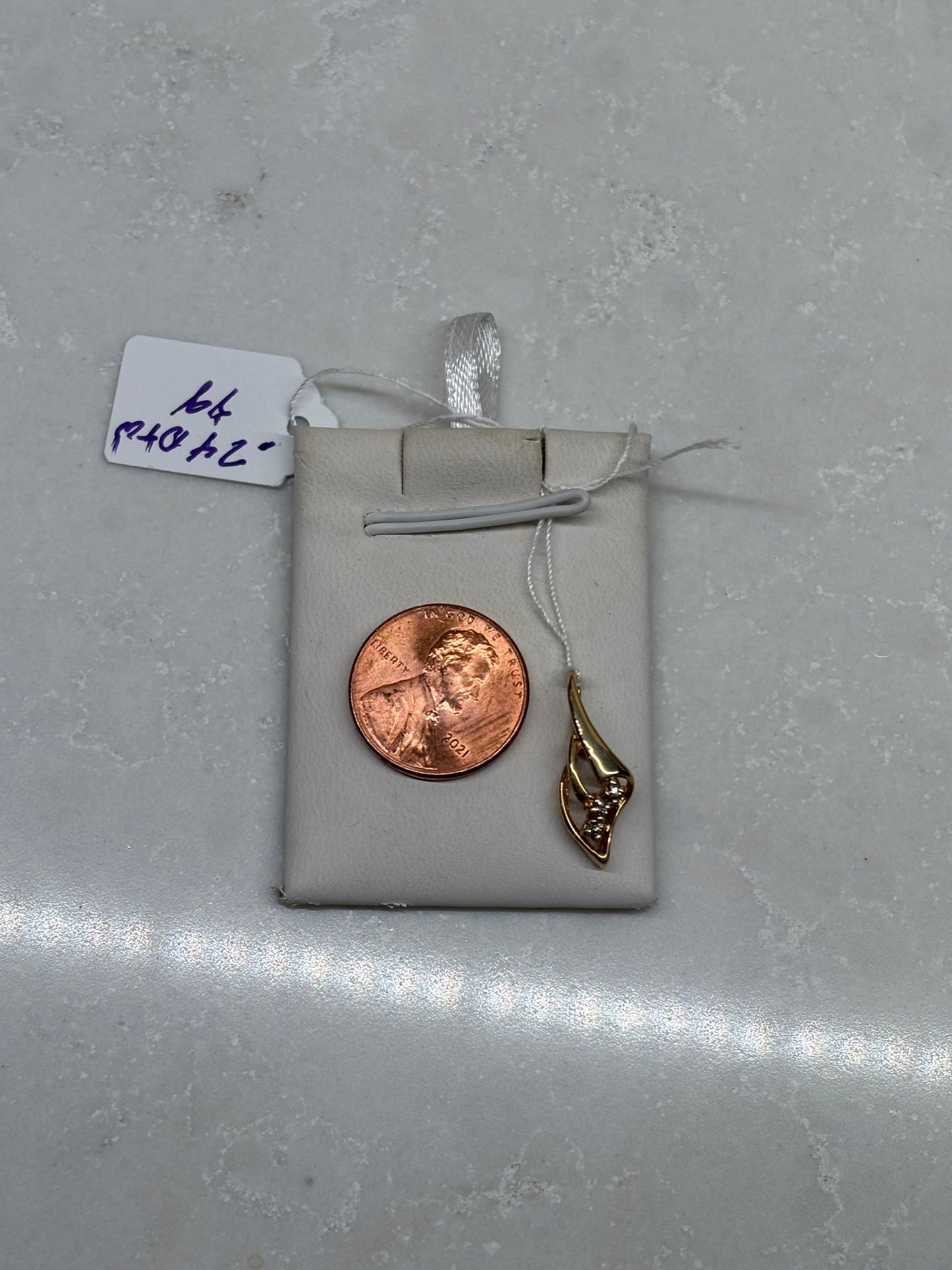 Vintage Diamond Teardrop 14K Yellow Gold Pendant