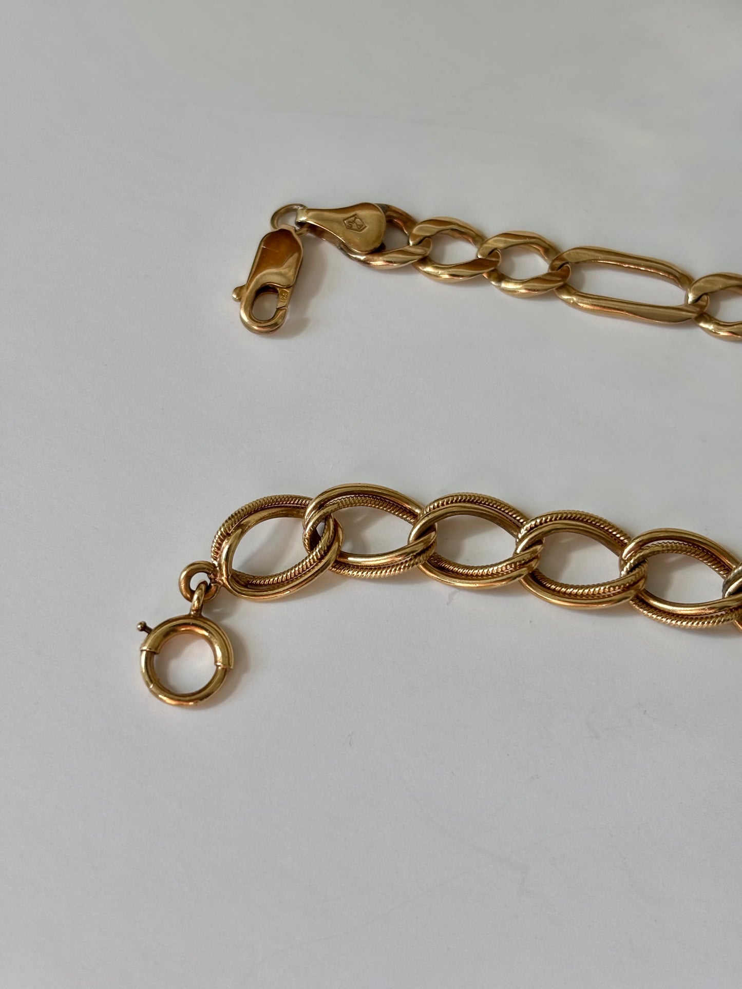 Vintage 10K Gold Mixed Link Bracelet | Bold Elongated Chain