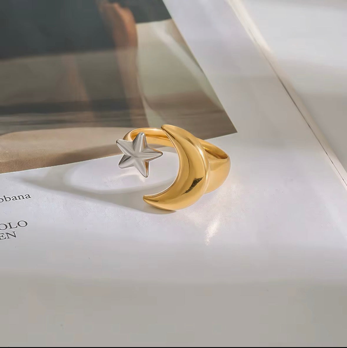 Moon & Star Celestial Statement Ring