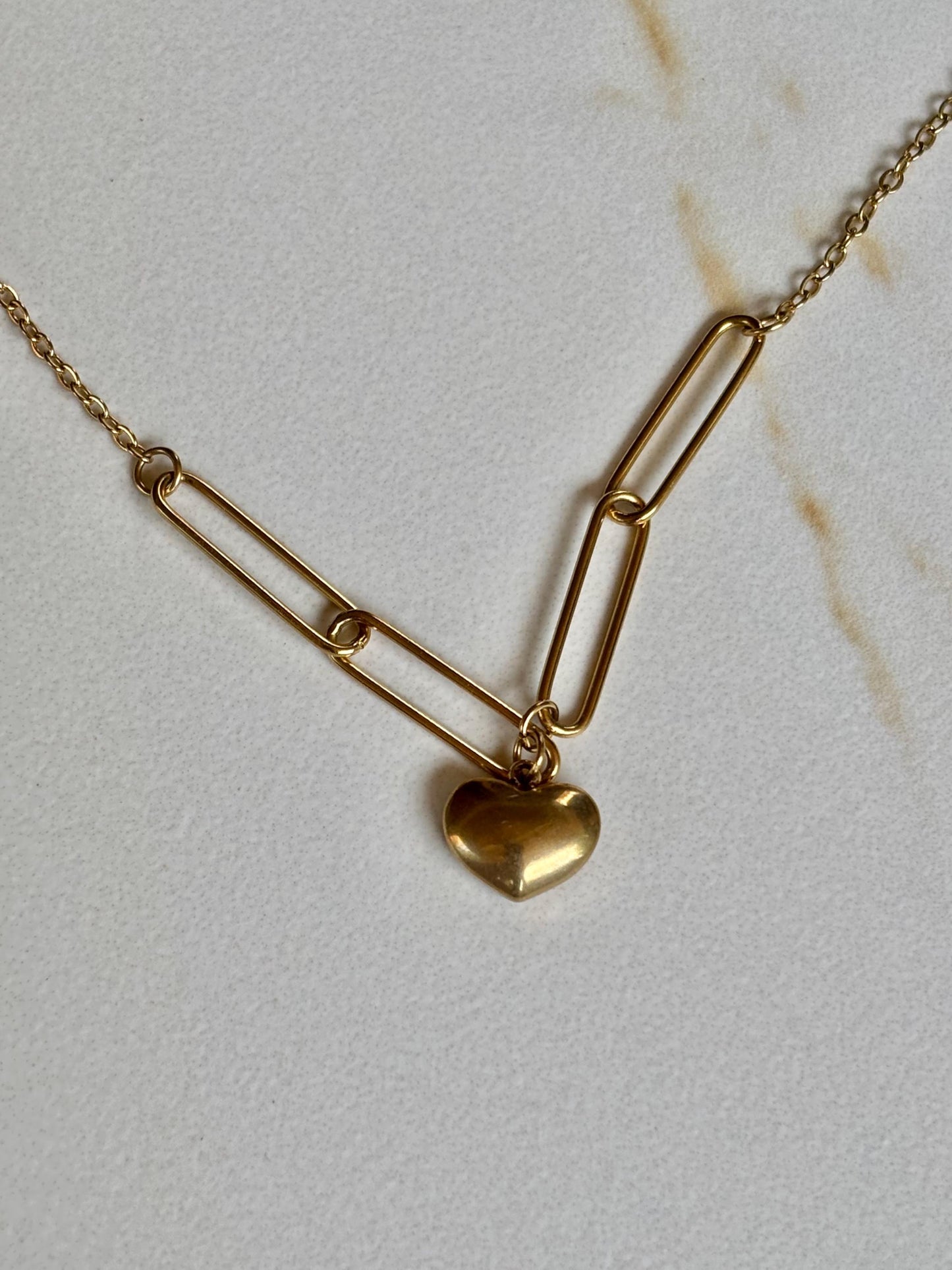 Heart Paperclip Gold Trendy Necklace