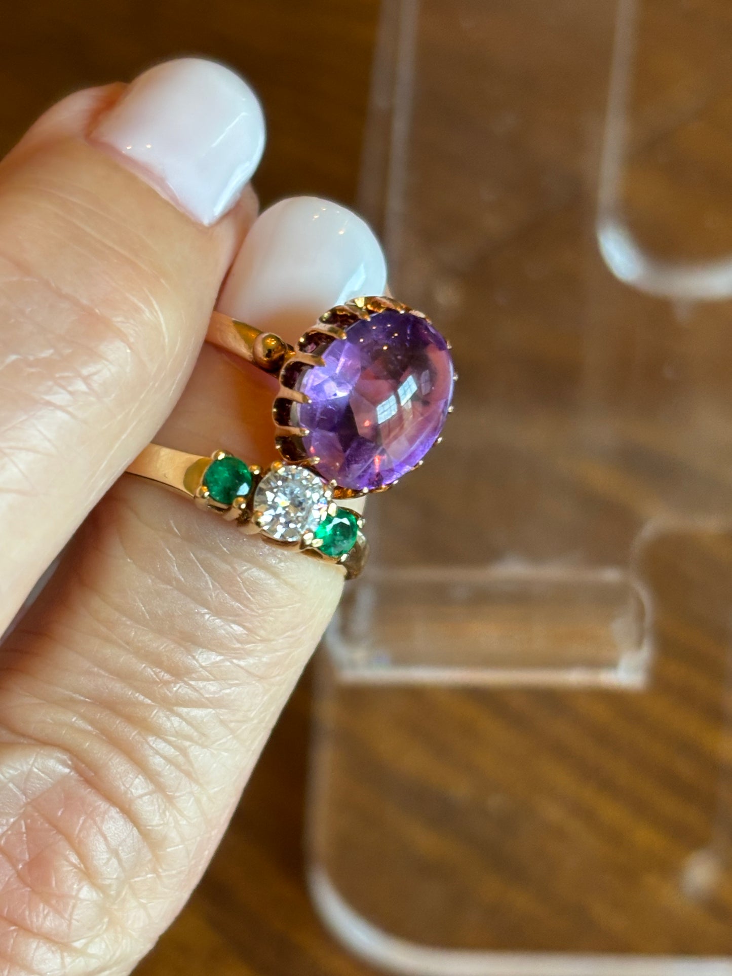 Vintage 14K Rose Gold Oval Amethyst Ring | Classic February Birthstone Statement Ring