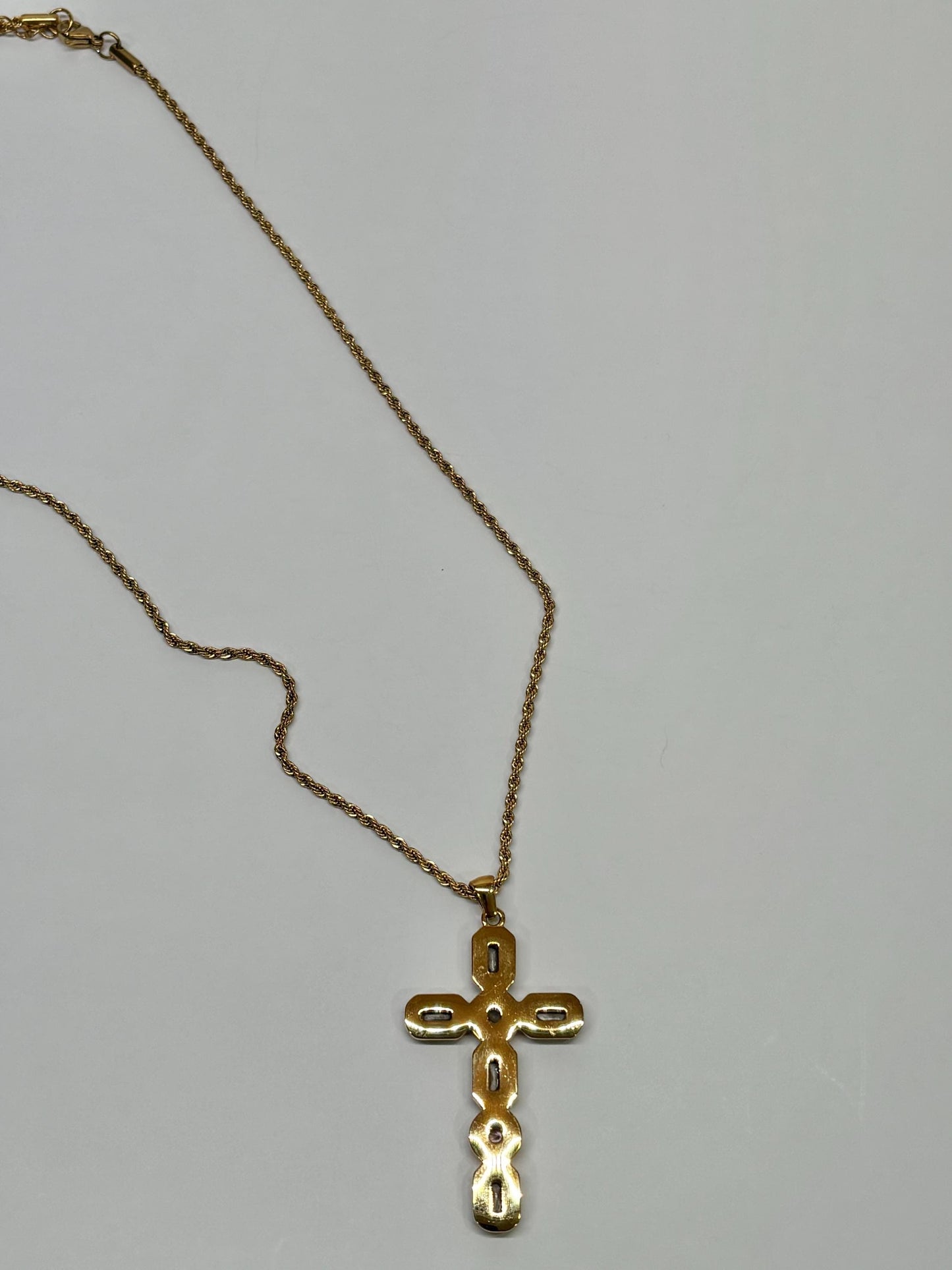 Large Bejeweled Cross Pendant Necklace