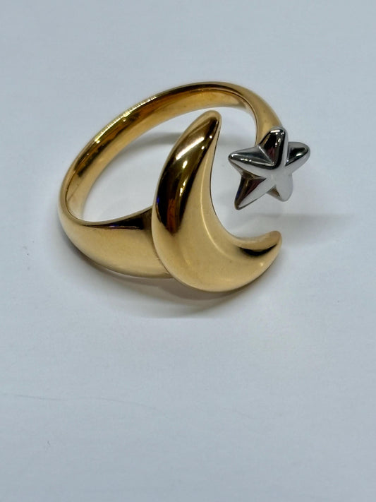 Moon & Star Celestial Statement Ring
