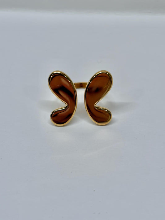 Sculptural Open Ring | 18K Gold Plated Stainless Steel, Size 7