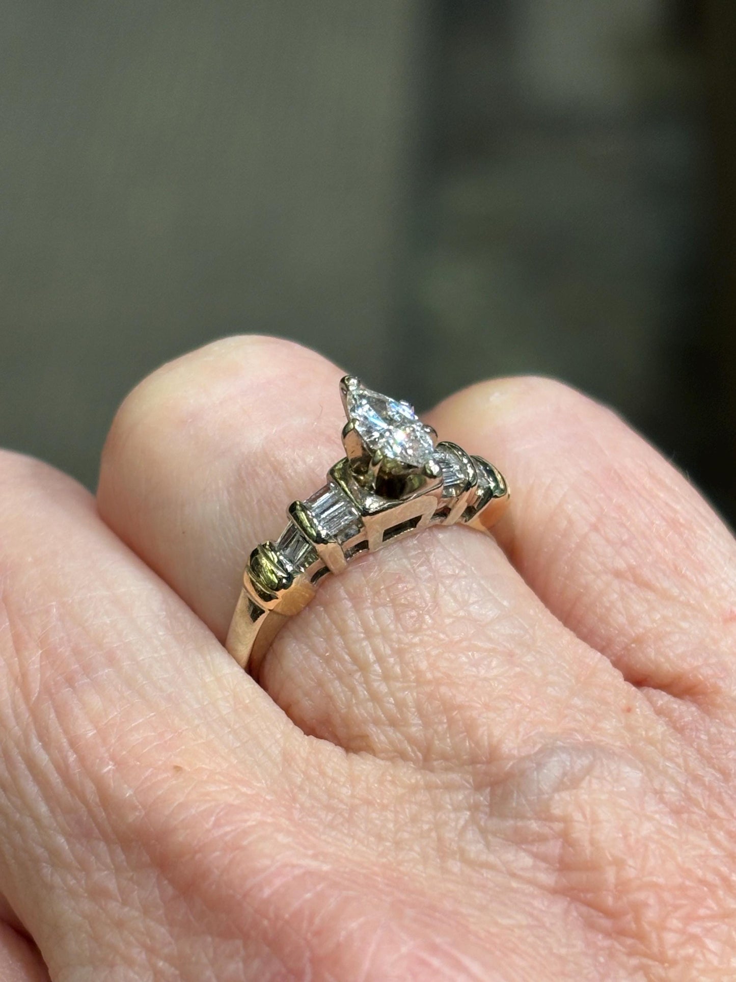 Vintage 1970’s Marquise Baguette Diamond Ring