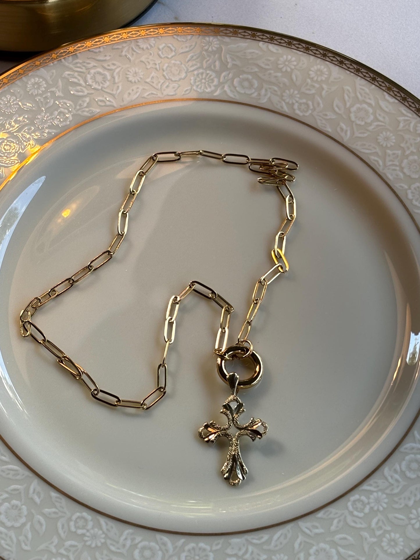 Vintage Gold Cross Pendant 14K