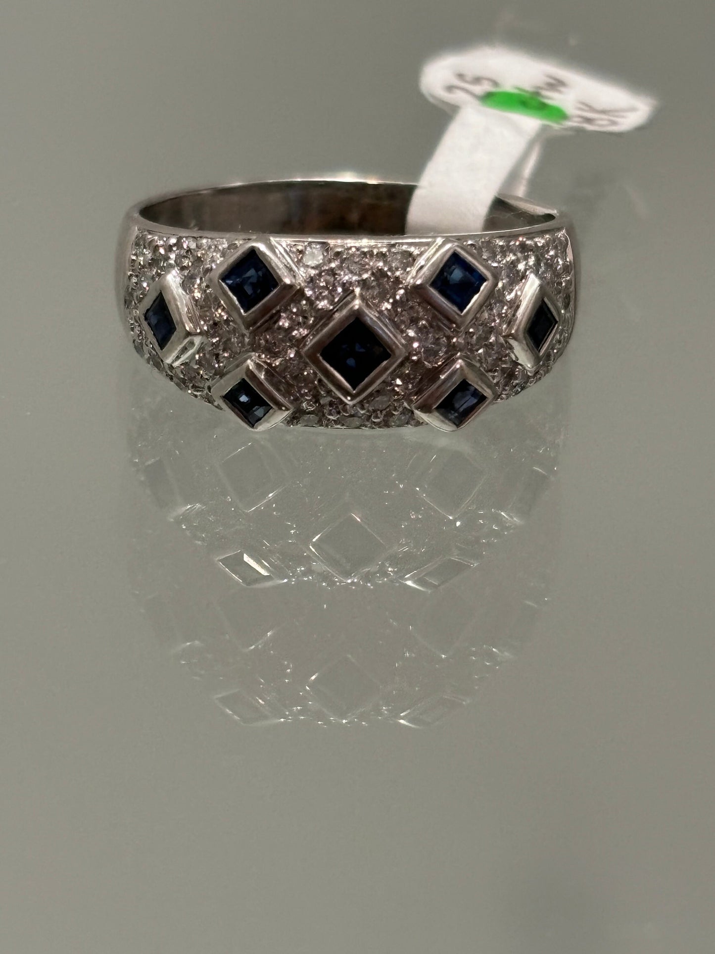 Vintage Sapphire Diamond Dome Ring 18k