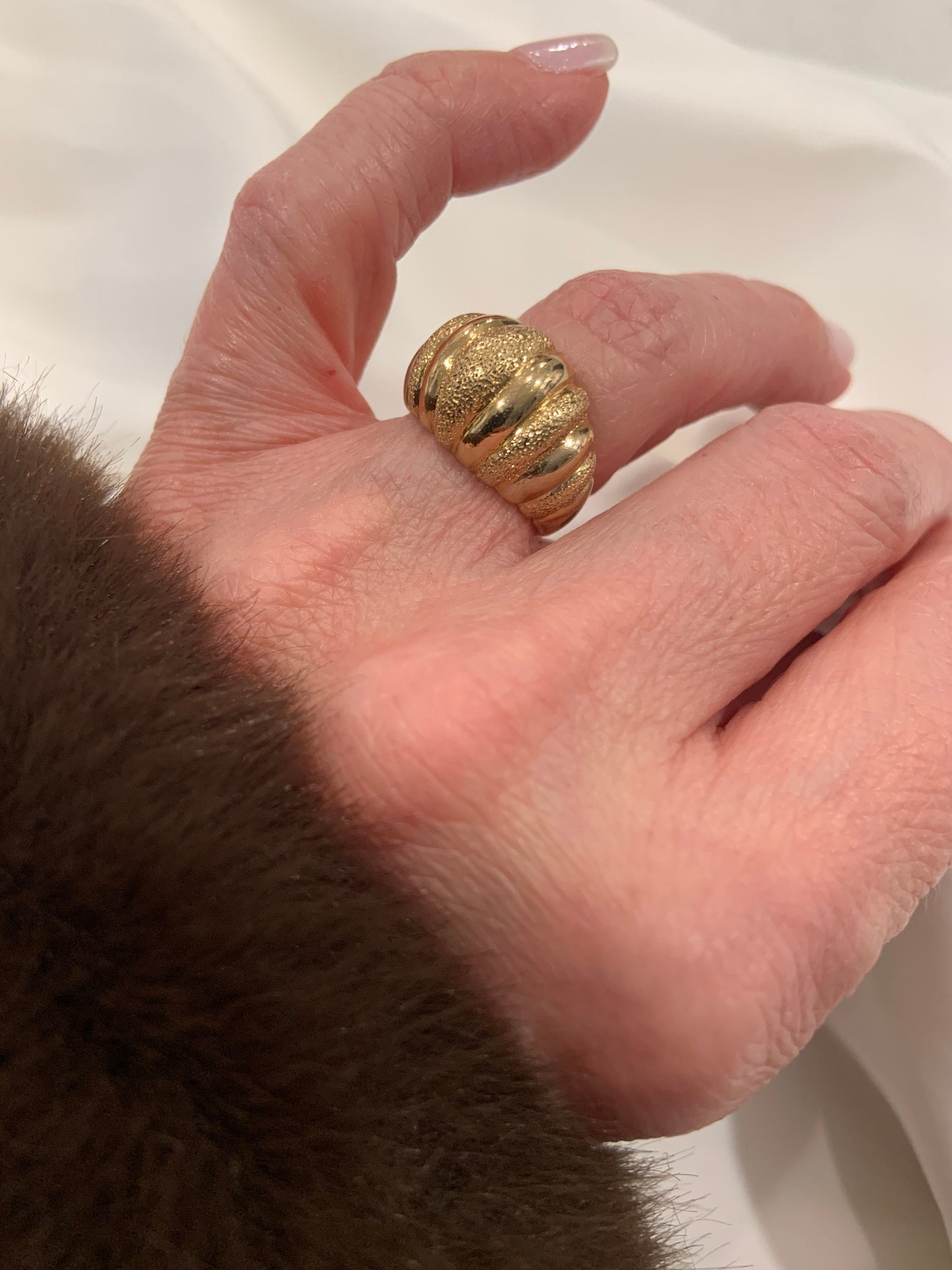 Vintage Wide Gold Dome Ring 14K Yellow Gold