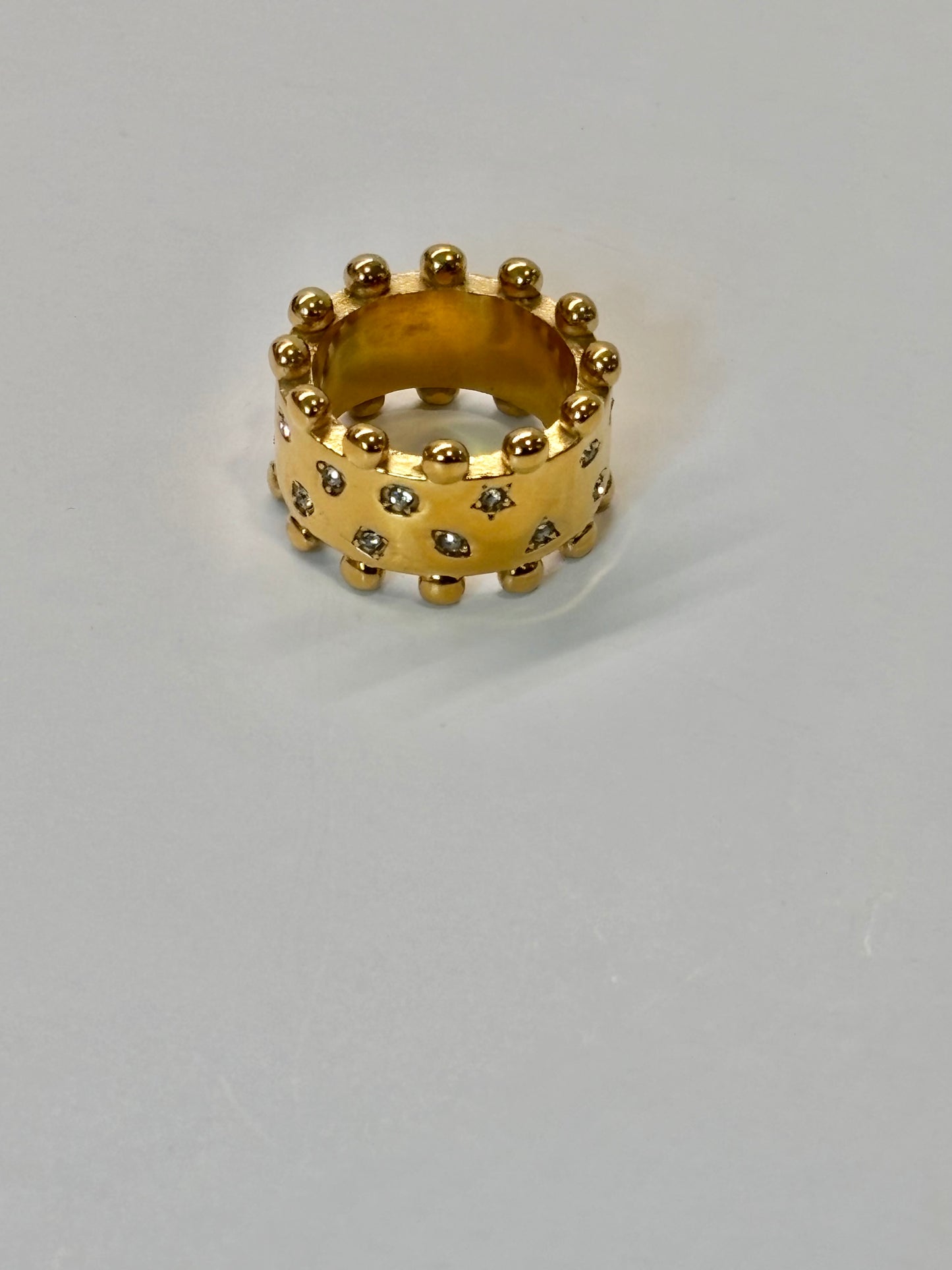 Studded Crystal Crown Band - 18K Gold Plated Stainless Steel