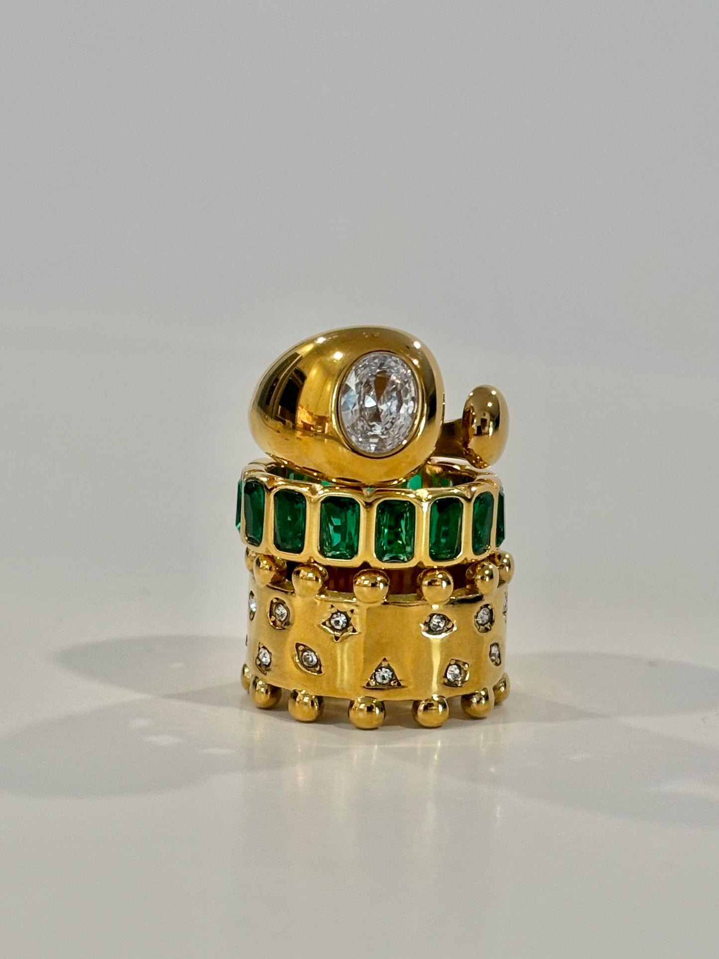 Crystal Dome Statement Ring - 18K Stainless Steel Gold Plated