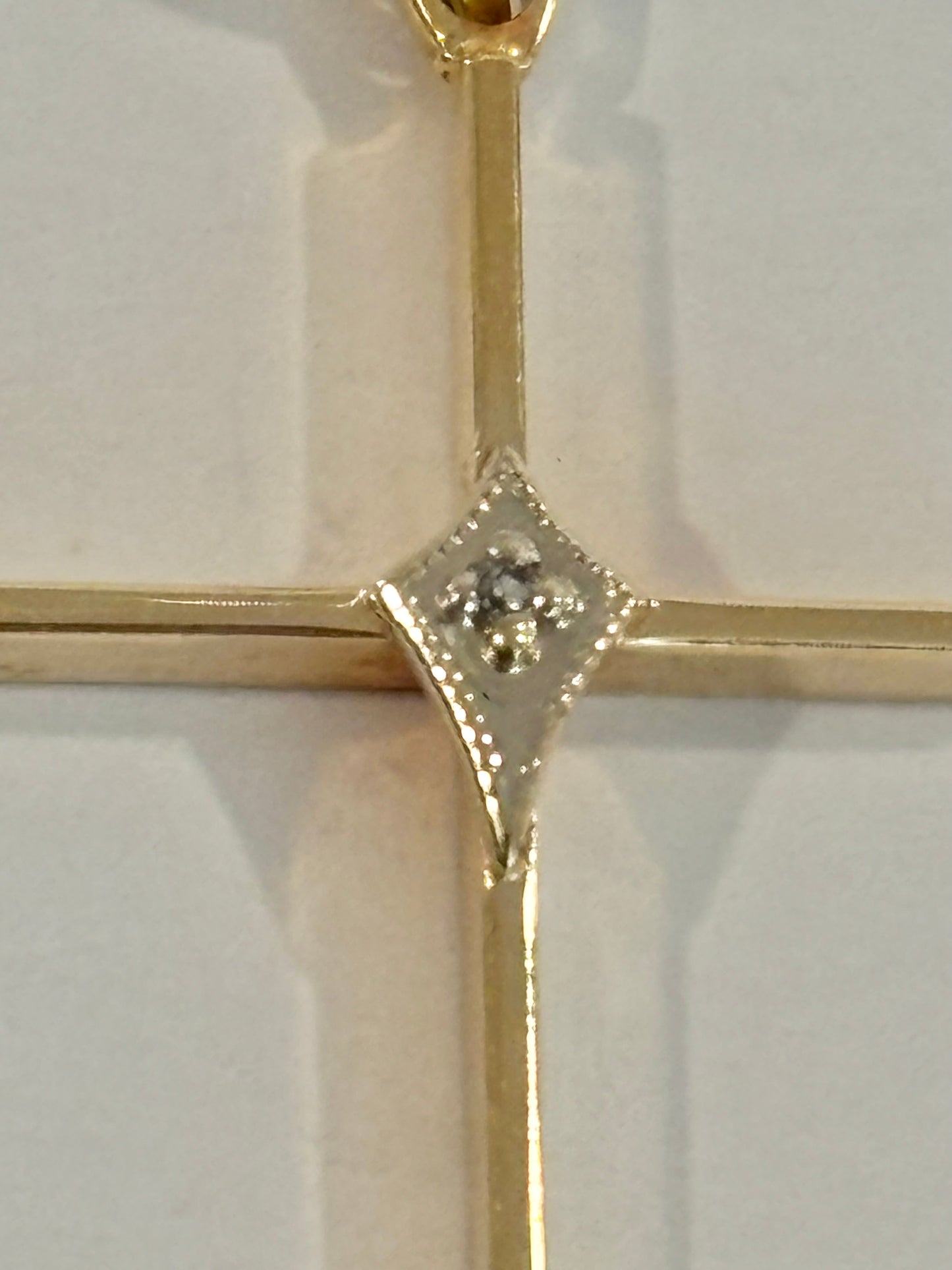 Vintage 14K Yellow Gold & White Gold Diamond Accent Cross Pendant
