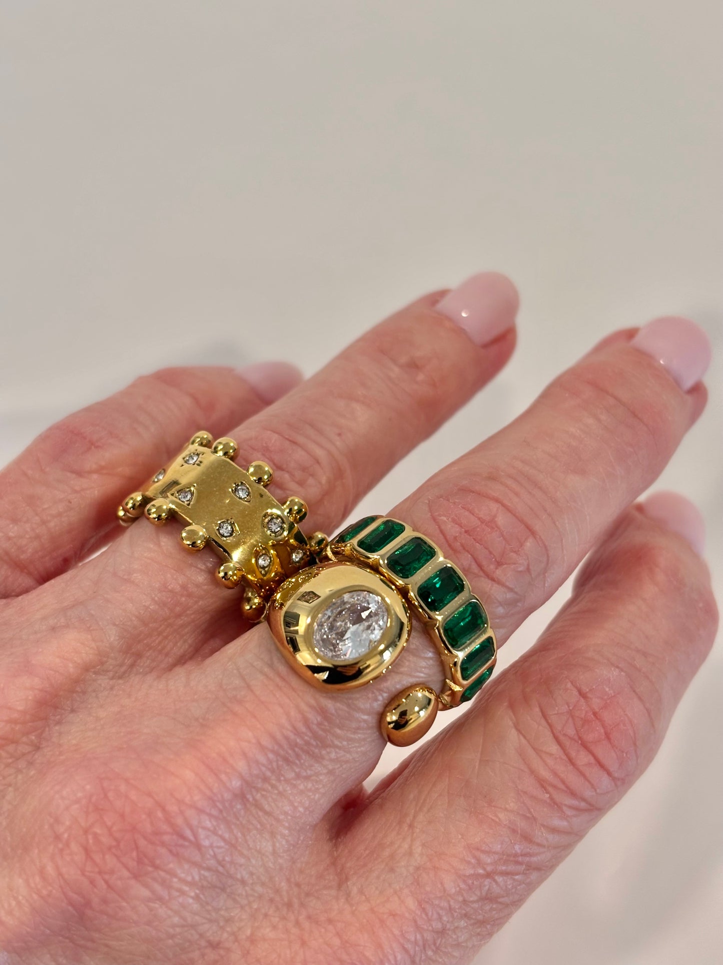 Crystal Dome Statement Ring - 18K Stainless Steel Gold Plated