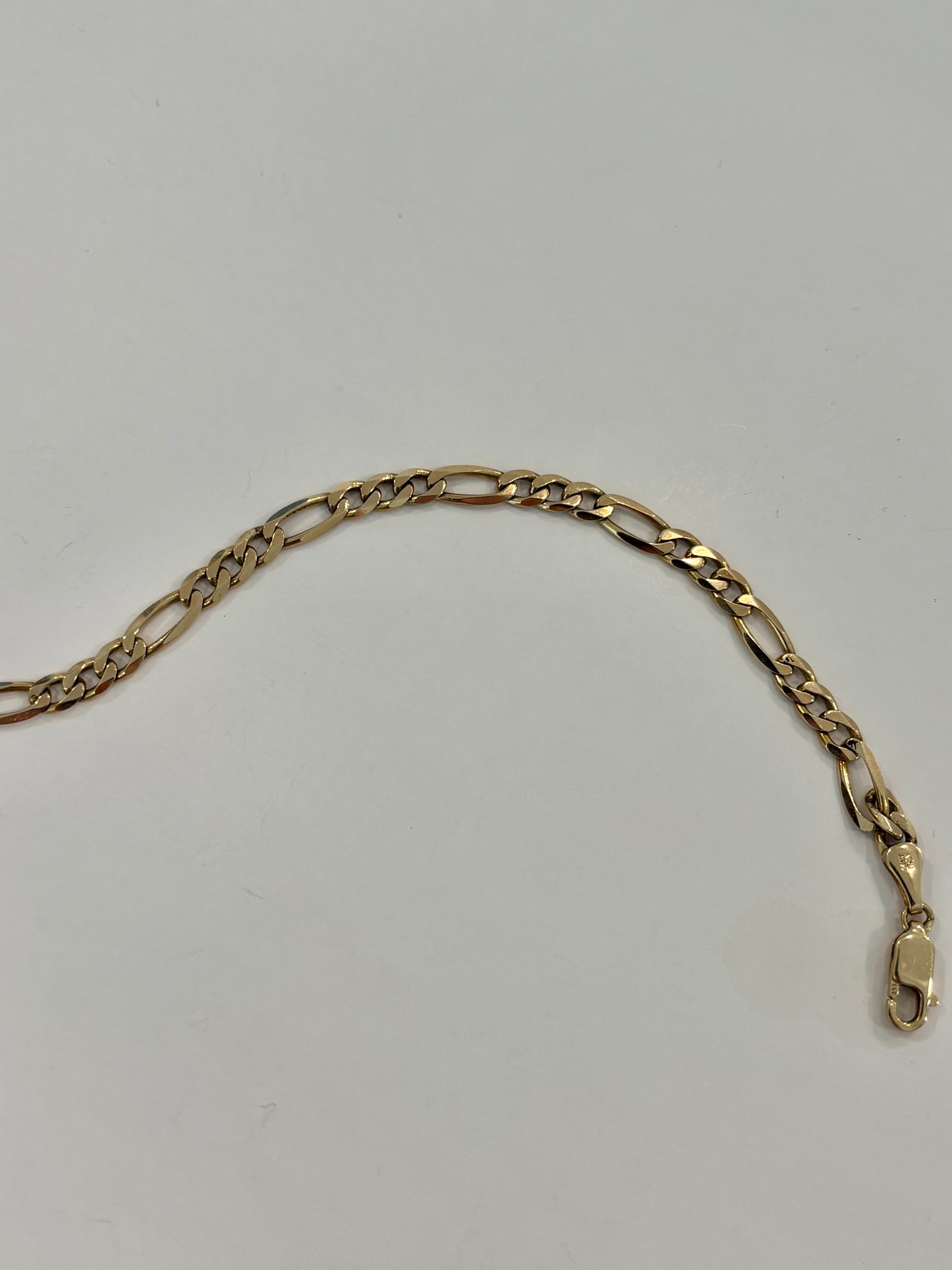14k Solid Gold Vintage Figaro Link Chain Bracelet - Timeless Italian Style