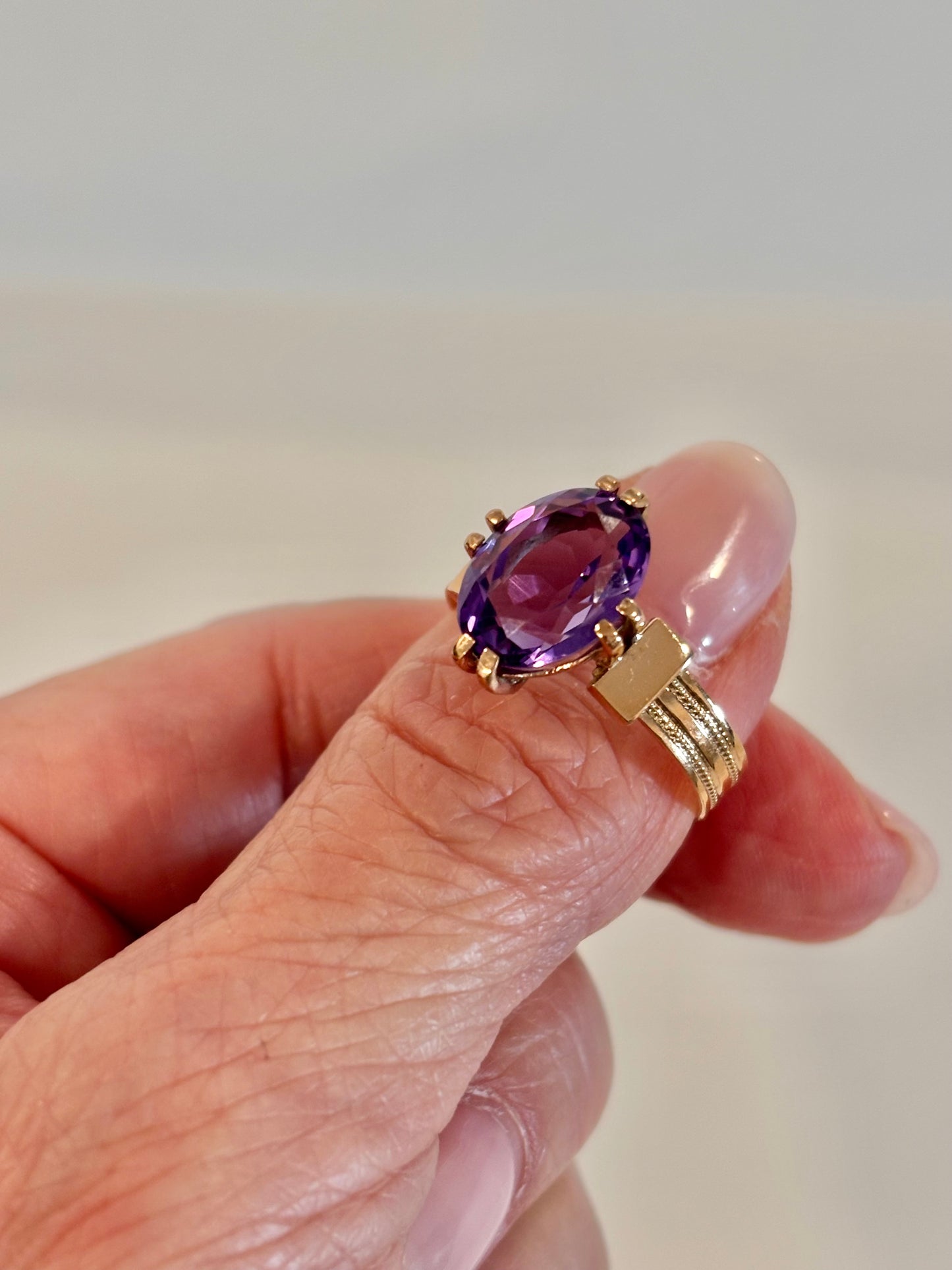 Vintage Amethyst Statement Ring | Oval Purple Gemstone Ring | Elegant Rose Gold Ring | February Birthstone Jewelry