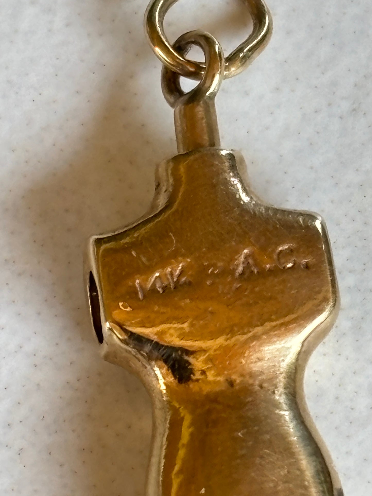 Vintage Dressmaker Form 14k Yellow Gold Charm Pendant