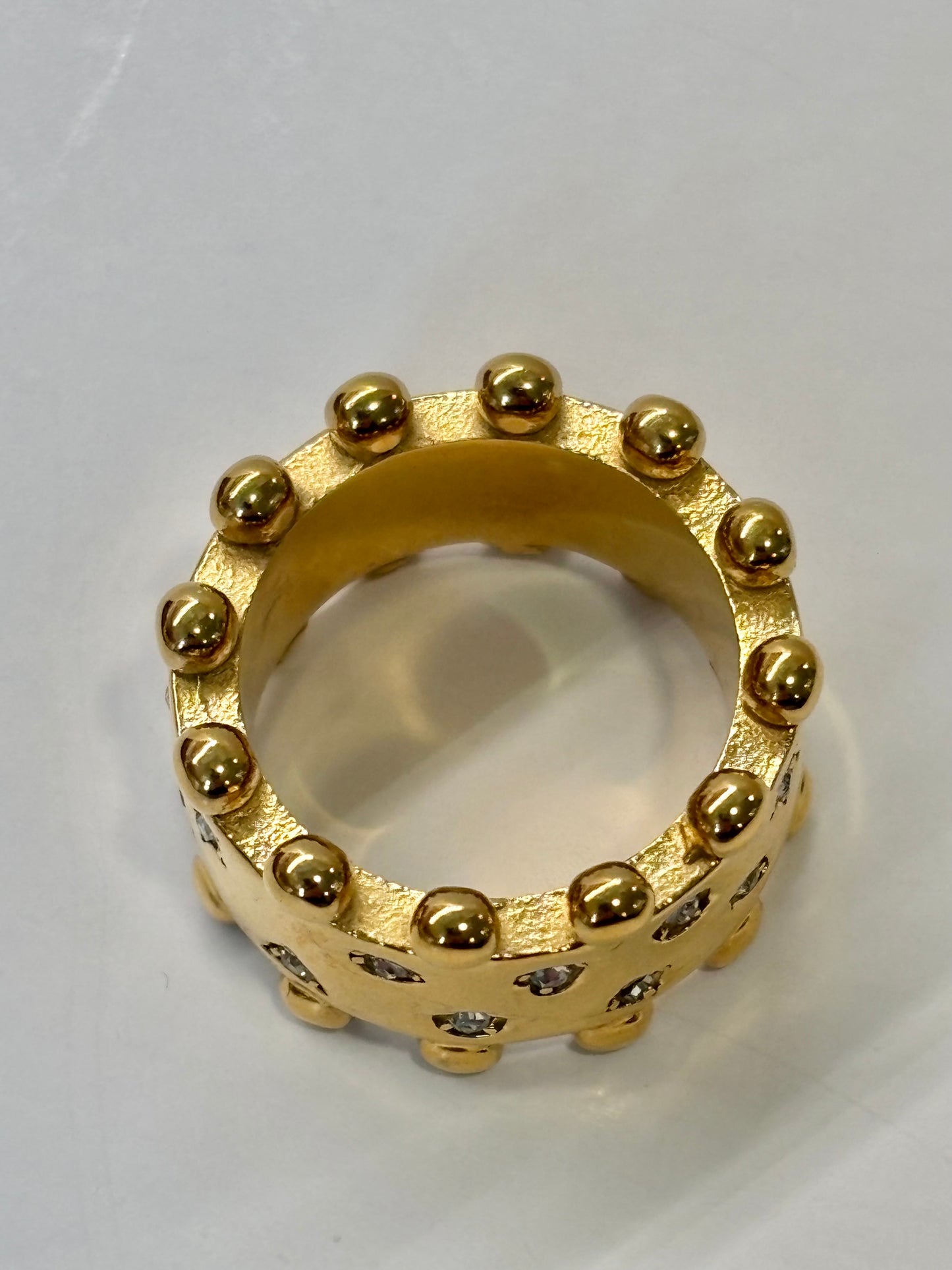 Studded Crystal Crown Band - 18K Gold Plated Stainless Steel