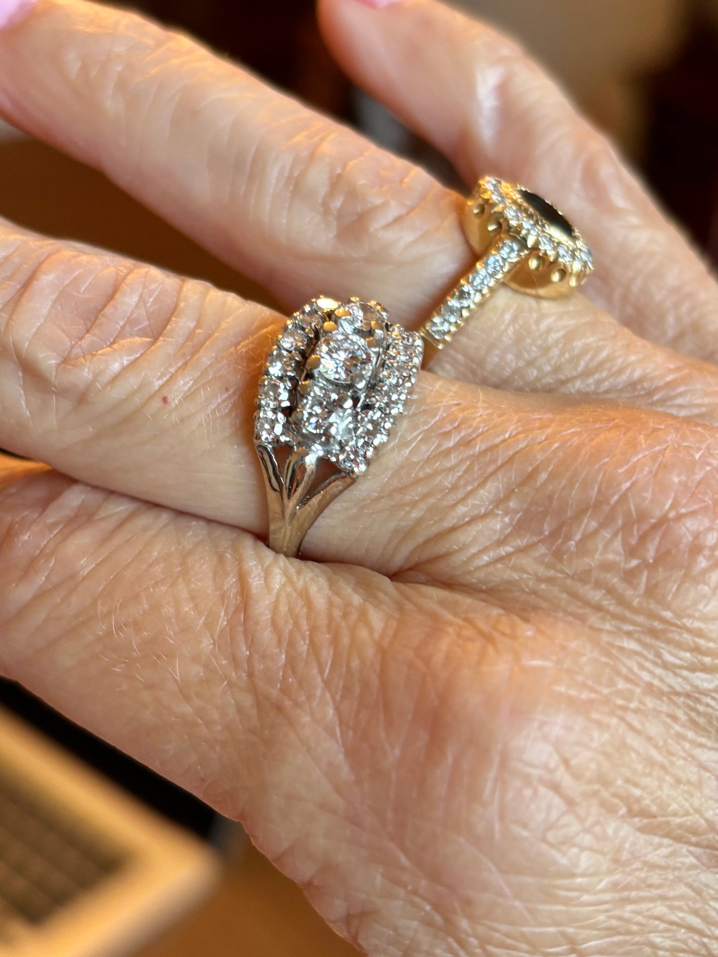 Vintage 14K White Gold Diamond Cluster Ring | Estate Wide Statement Ring