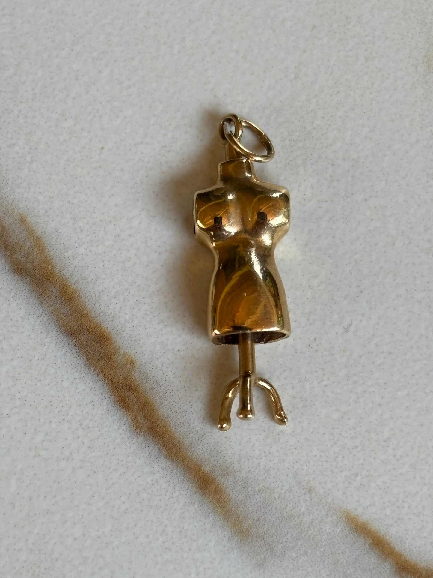 Vintage Dressmaker Form 14k Yellow Gold Charm Pendant