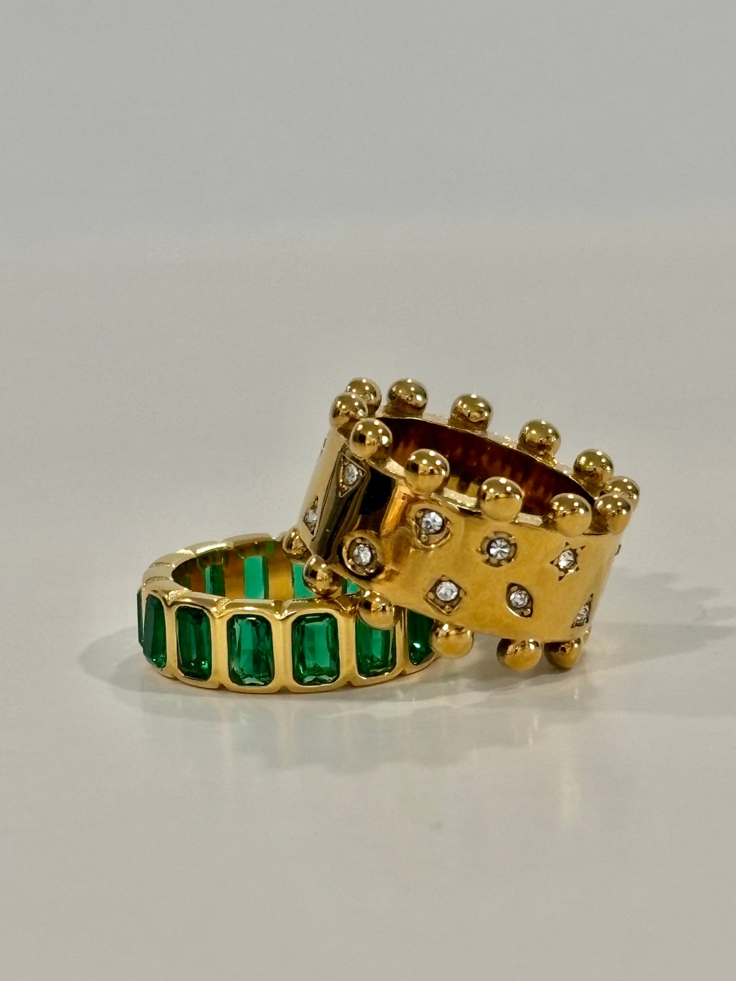 Emerald Luxe Baguette Eternity Band - 18K Gold Plated Stainless Steel