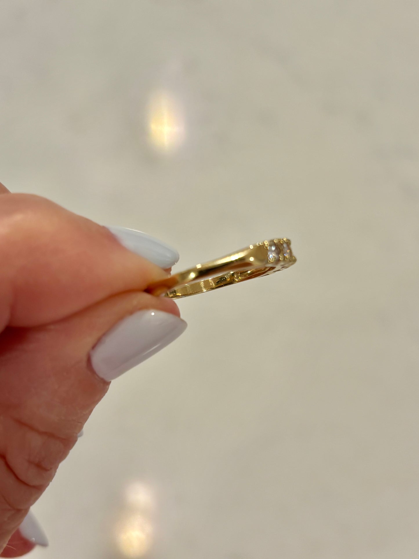 Vintage 14K Yellow Gold Diamond Half Eternity Band Ring, Stackable Wedding Band
