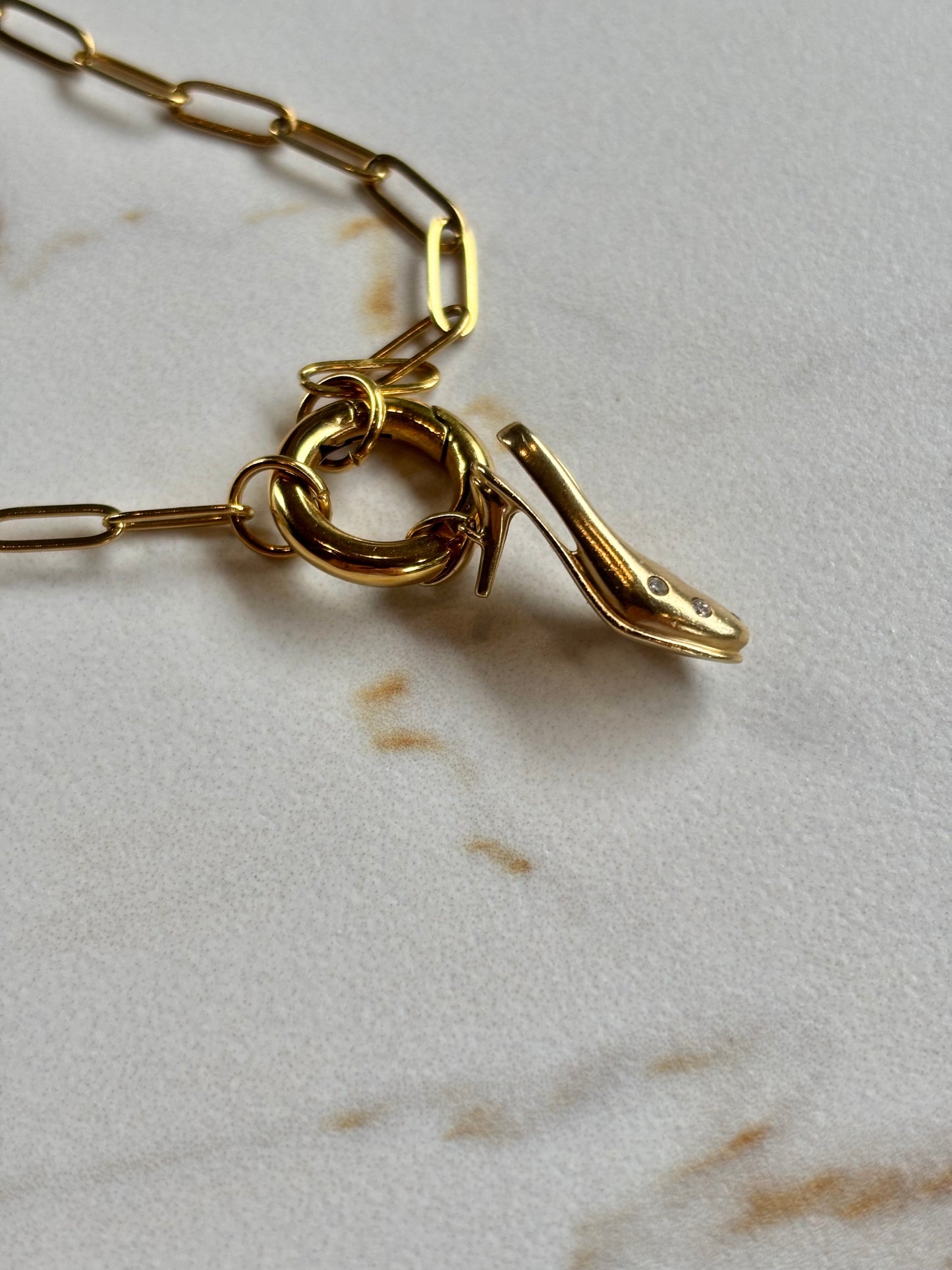 Vintage 14k Gold Pump & Diamonds Charm