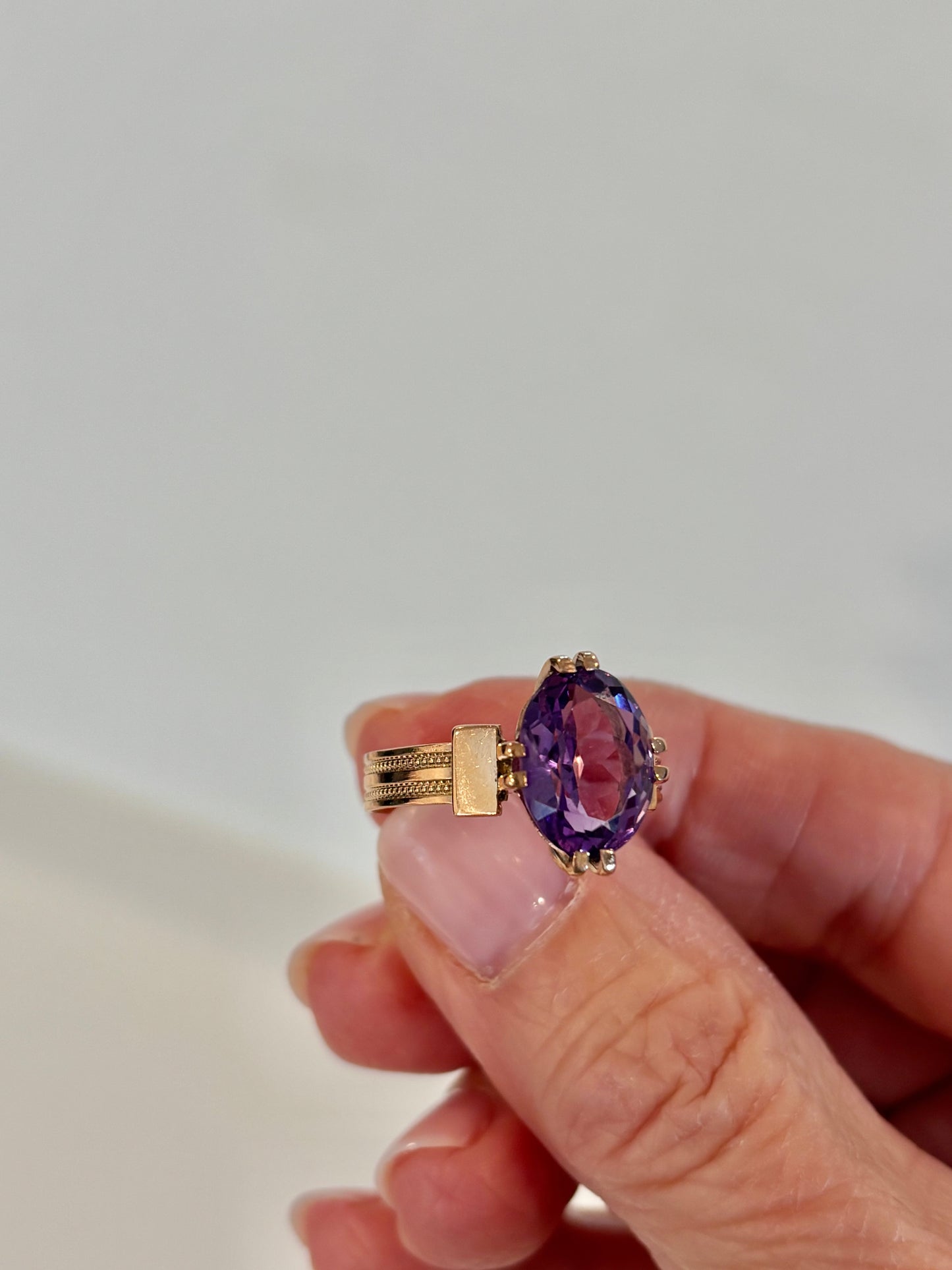 Vintage Amethyst Statement Ring | Oval Purple Gemstone Ring | Elegant Rose Gold Ring | February Birthstone Jewelry