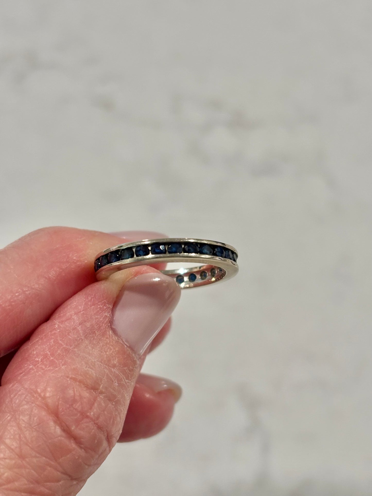 Vintage Channel Set  Sapphire Eternity Band 14k