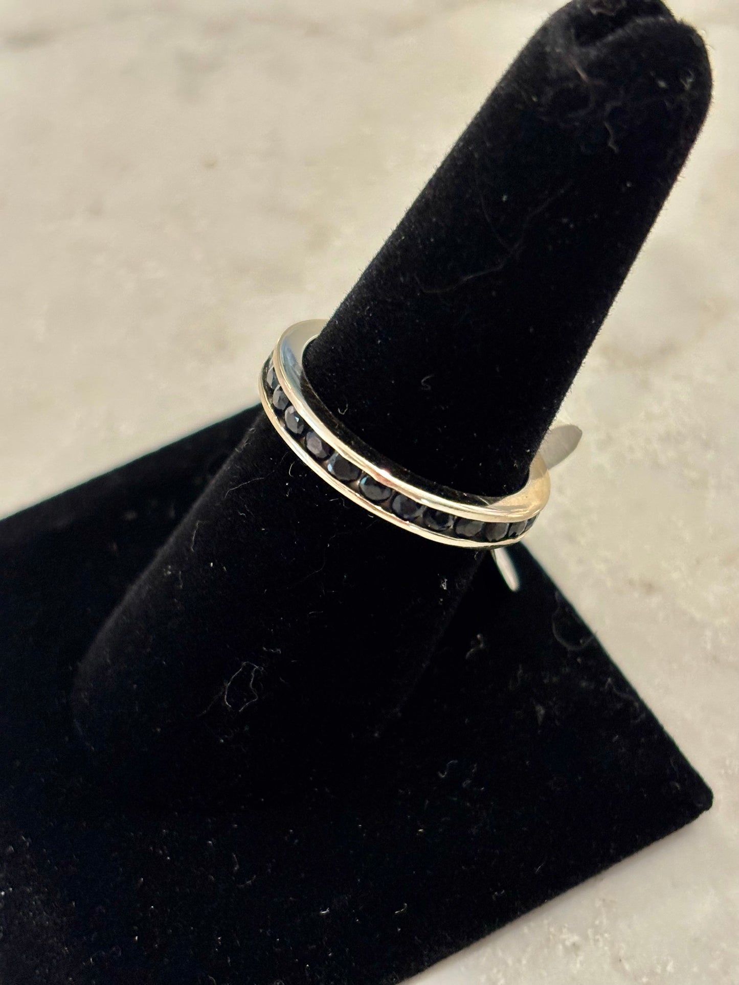 Vintage Channel Set  Sapphire Eternity Band 14k