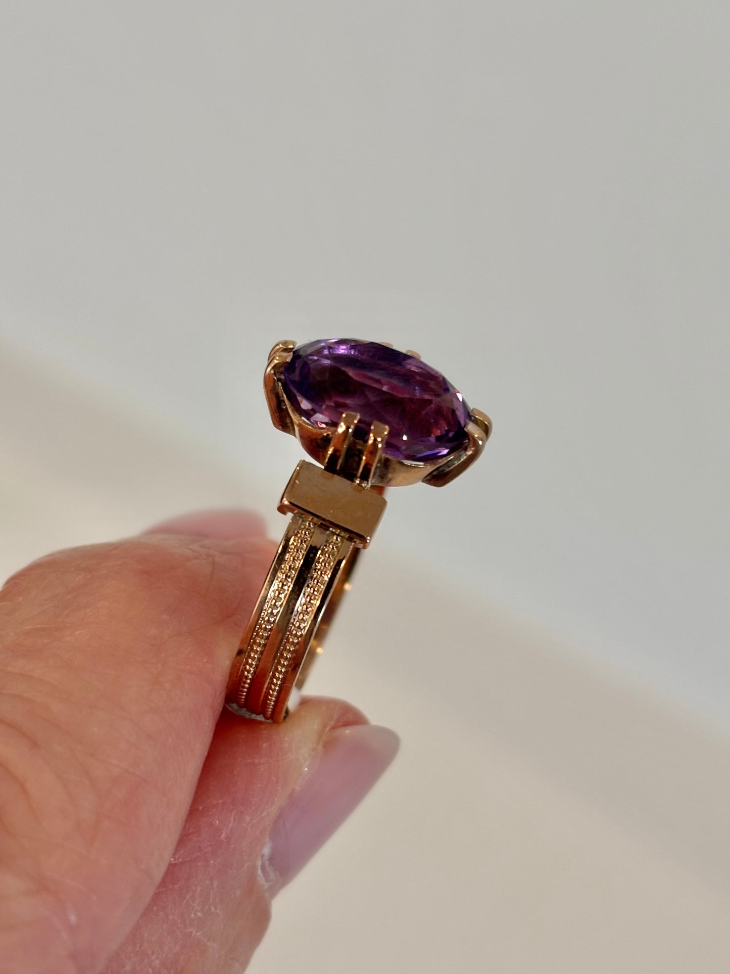 Vintage Amethyst Statement Ring | Oval Purple Gemstone Ring | Elegant Rose Gold Ring | February Birthstone Jewelry