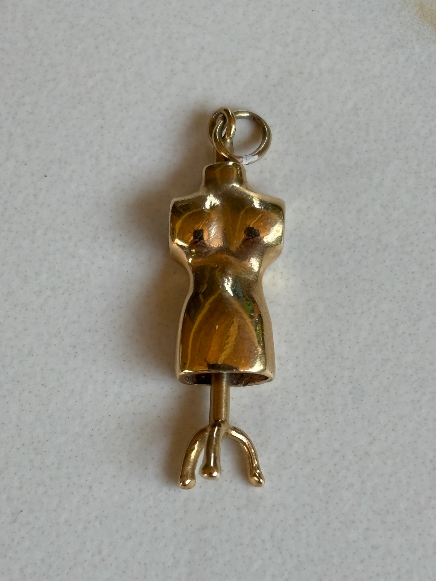 Vintage Dressmaker Form 14k Yellow Gold Charm Pendant