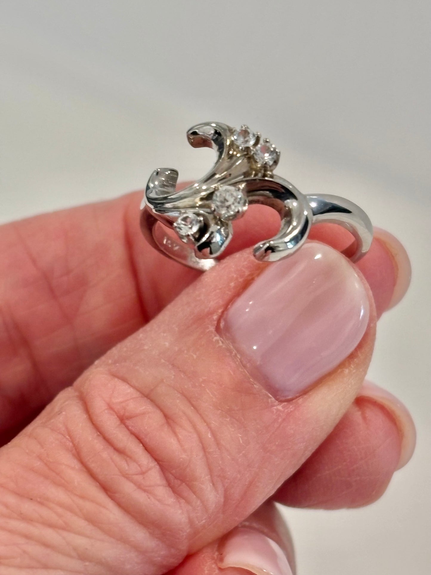 Vintage 14K Gold Diamond Swirl Ring - Sculptural Estate Statement Ring