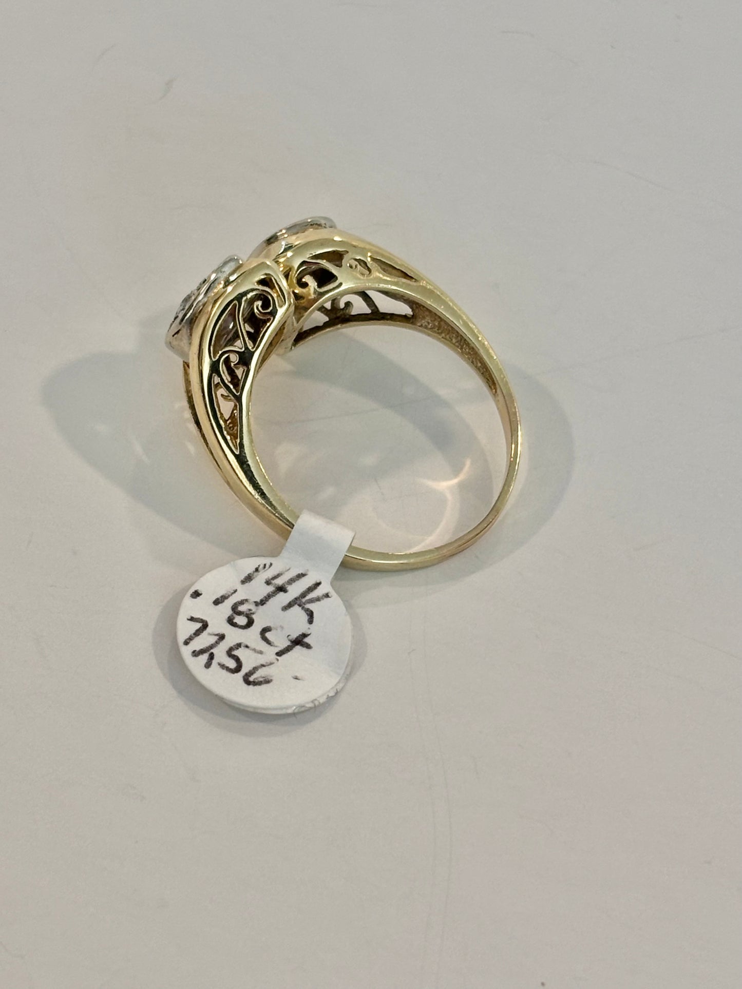 Vintage 14K Yellow Gold Diamond Pear Shaped Cluster Ring | Cocktail Statement Ring