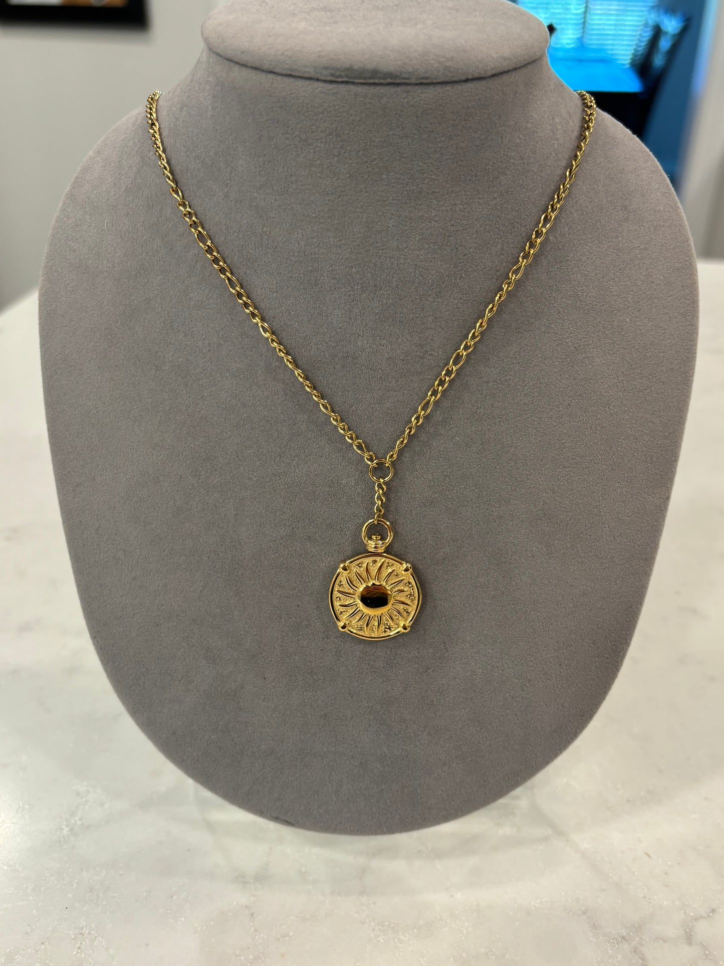 Reversible Sun Moon Coin Necklace | 18K Gold Plated Stainless Steel Medallion Pendant