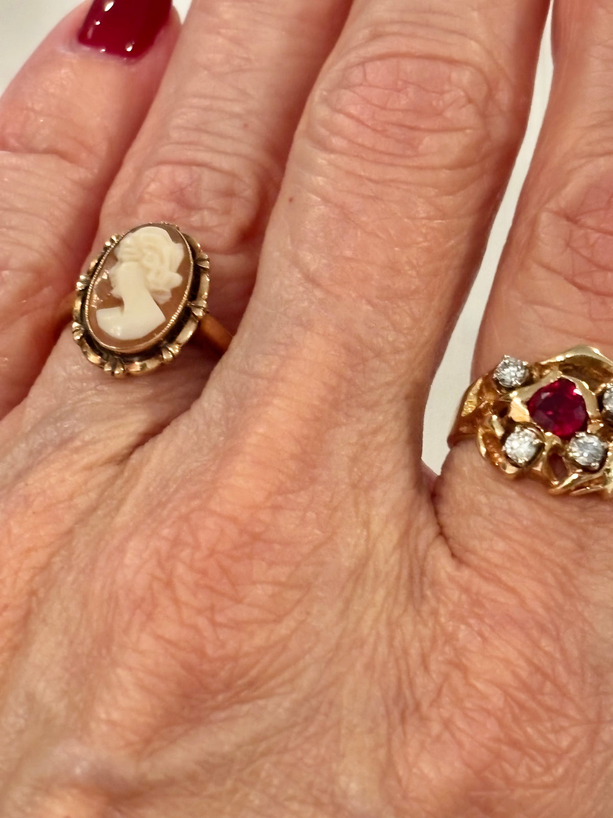 Vintage 14K Gold Ruby Diamond Cocktail Ring | Estate Fine Jewelry