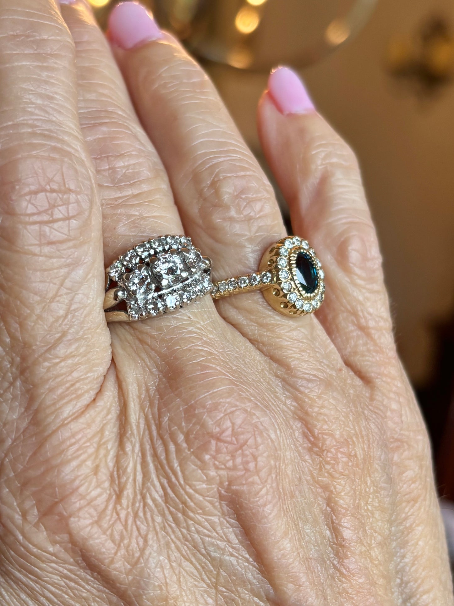 Vintage 14K White Gold Diamond Cluster Ring | Estate Wide Statement Ring