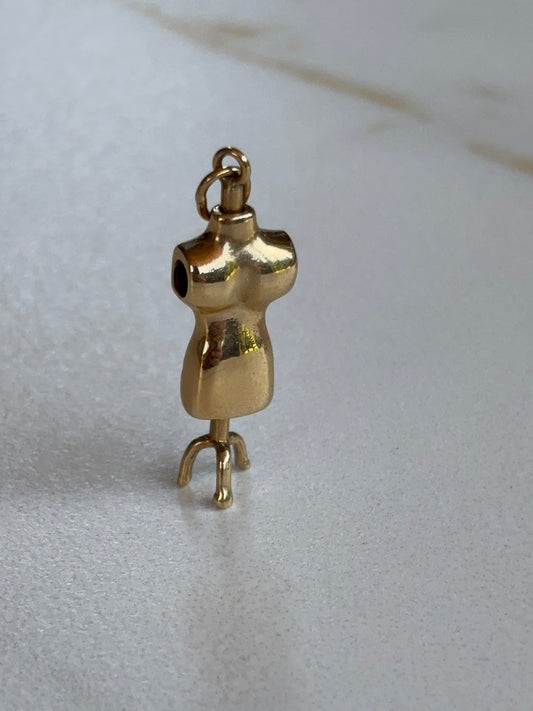 Vintage Dressmaker Form 14k Yellow Gold Charm Pendant