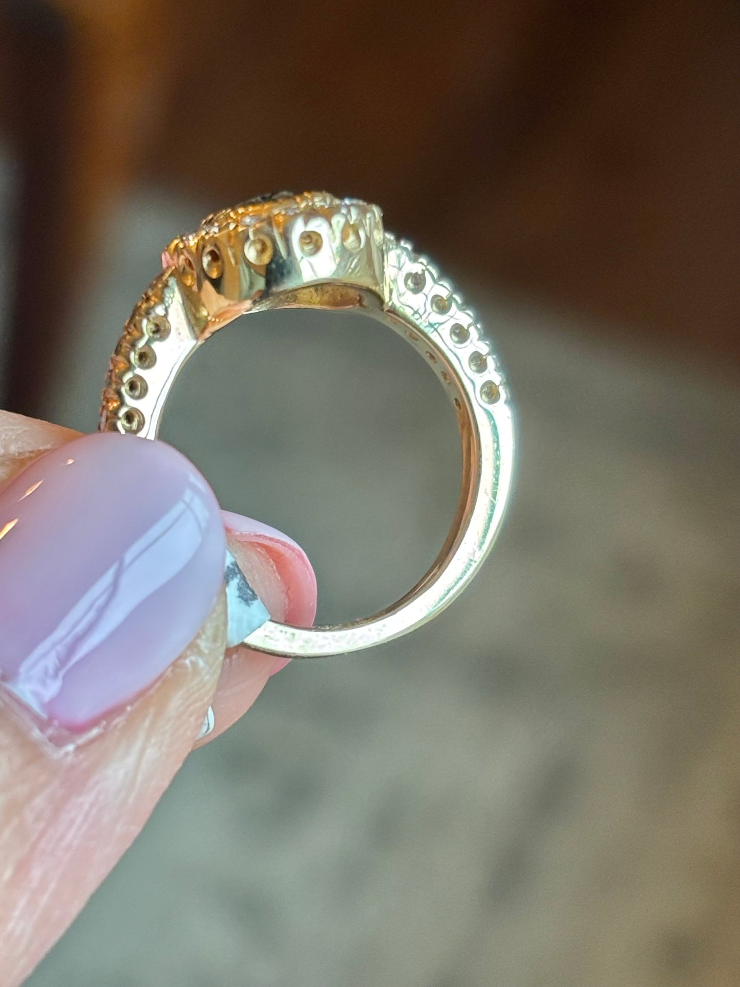 Custom London Topaz & Diamond Halo Ring in 14K Gold | One-of-a-Kind Statement Ring
