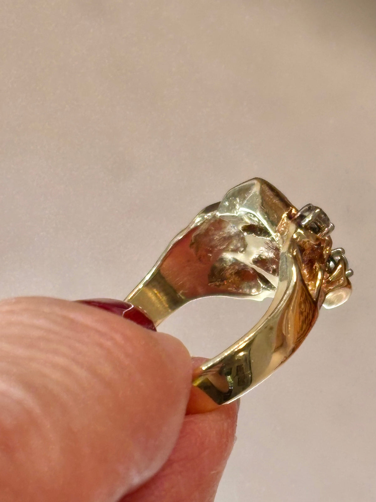 Vintage 14K Gold Ruby Diamond Cocktail Ring | Estate Fine Jewelry