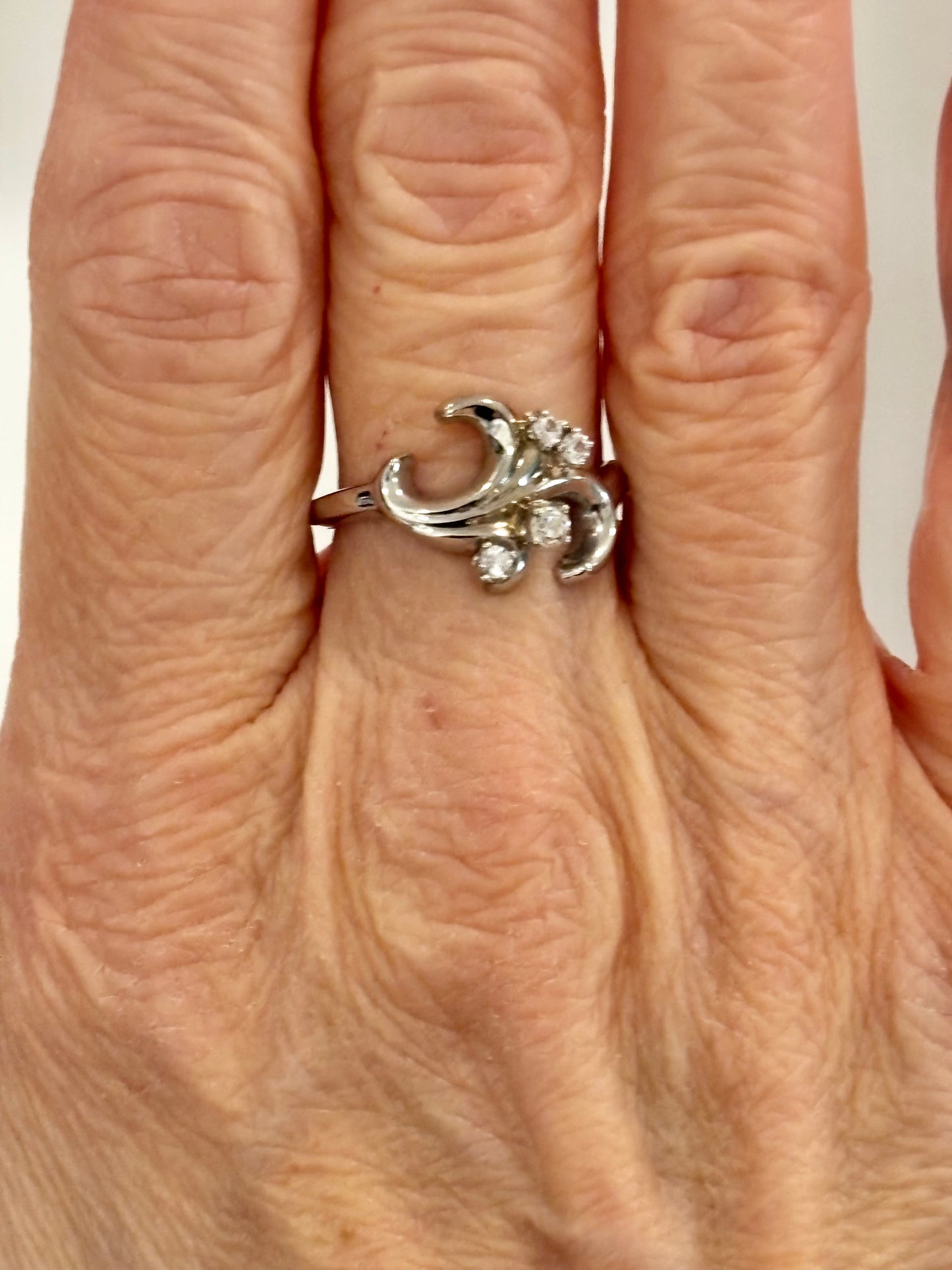 Vintage 14K Gold Diamond Swirl Ring - Sculptural Estate Statement Ring