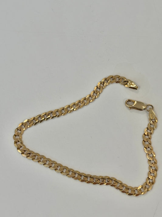 14k Solid Yellow Gold Cuban Curb Link Bracelet -Bold and Luxurious Statement Vintage