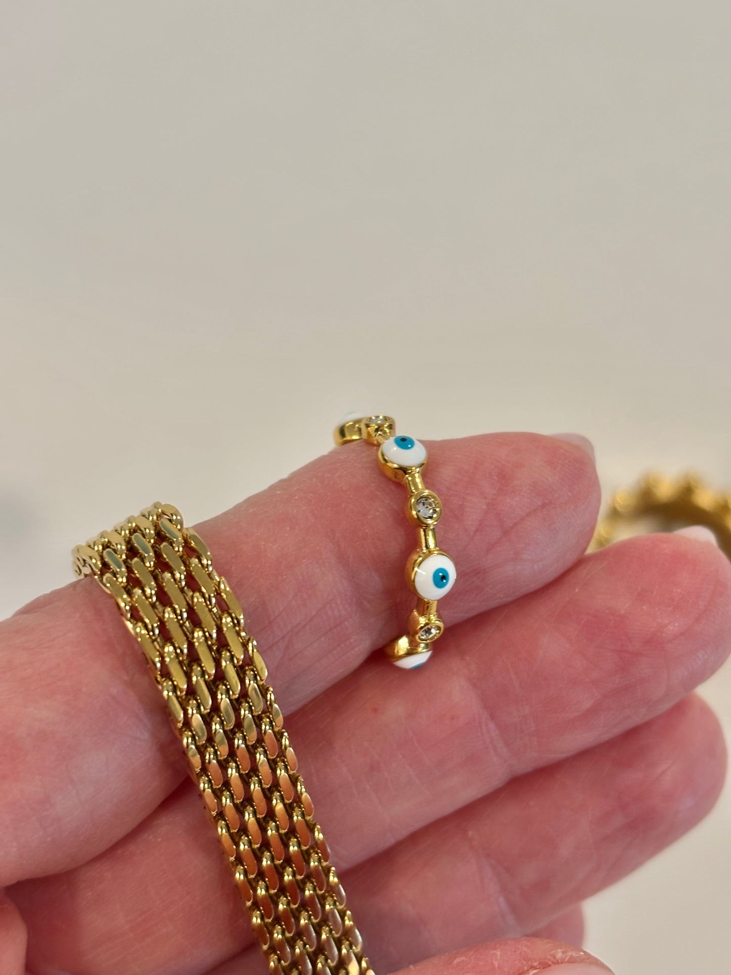 Evil Eye Protection Band - 18K Gold Plated Stainless Steel