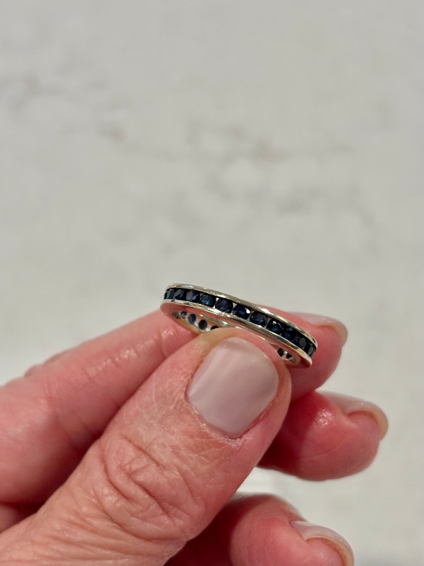 Vintage Channel Set  Sapphire Eternity Band 14k