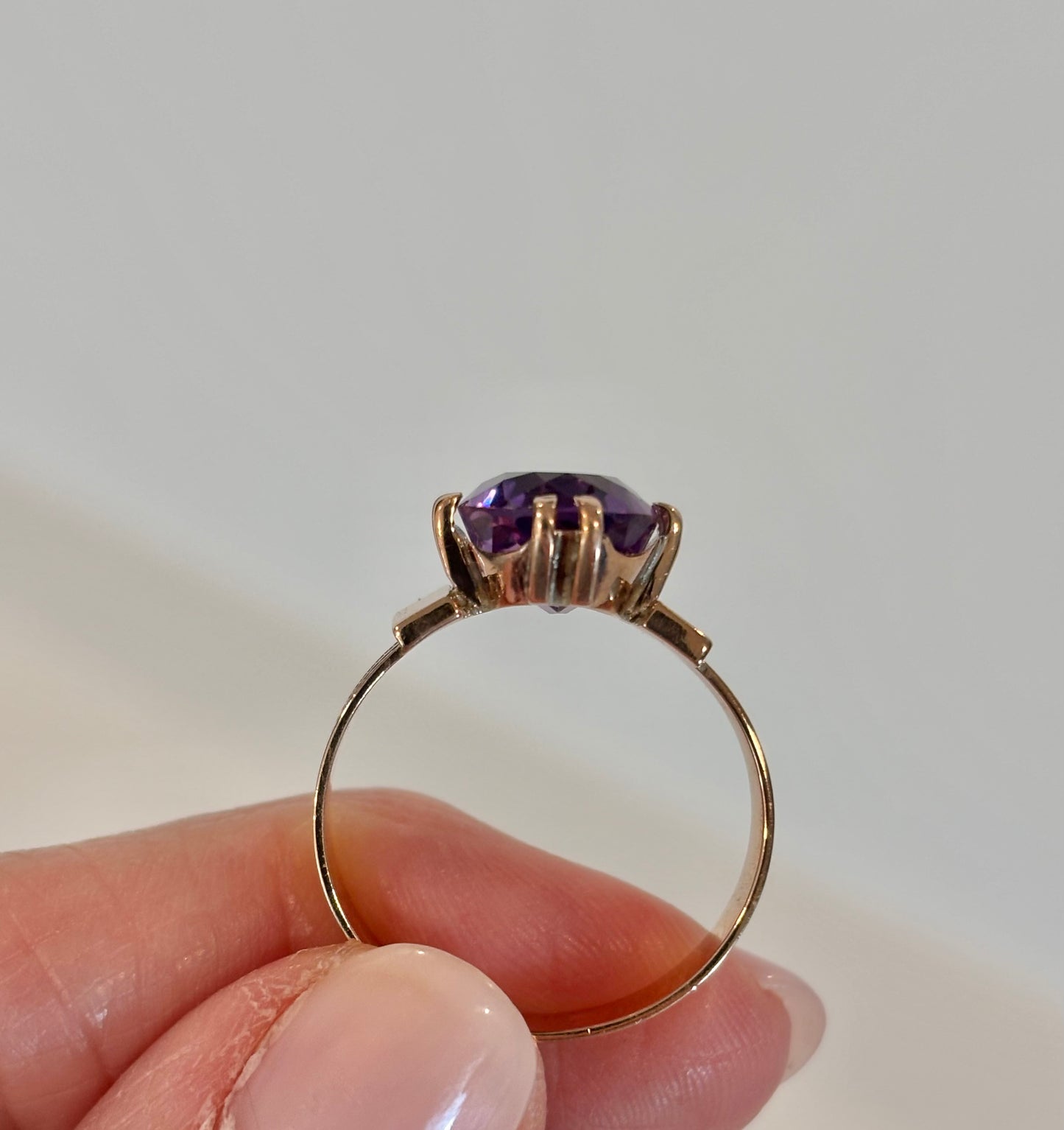 Vintage Amethyst Statement Ring | Oval Purple Gemstone Ring | Elegant Rose Gold Ring | February Birthstone Jewelry