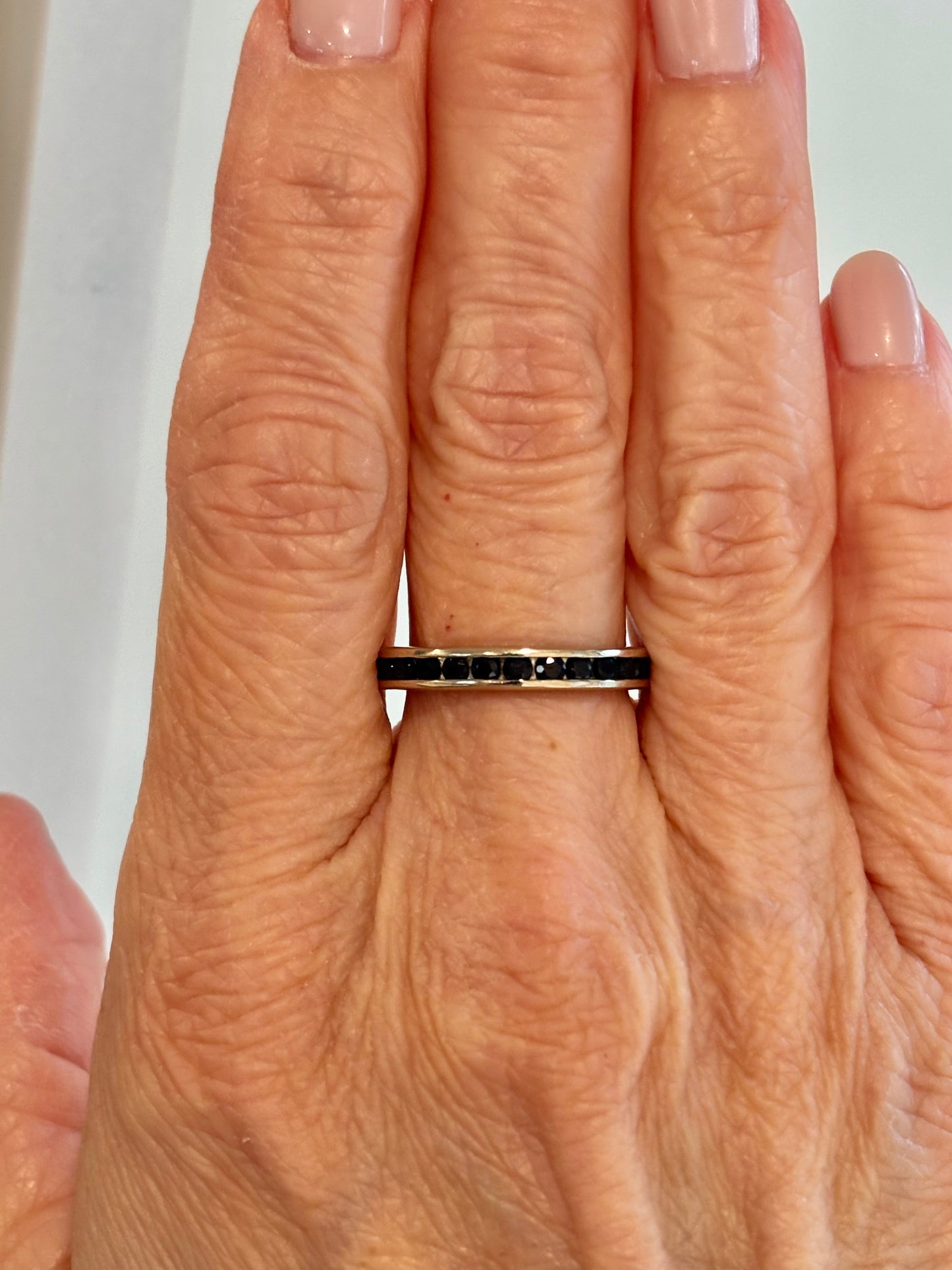 Vintage Channel Set  Sapphire Eternity Band 14k