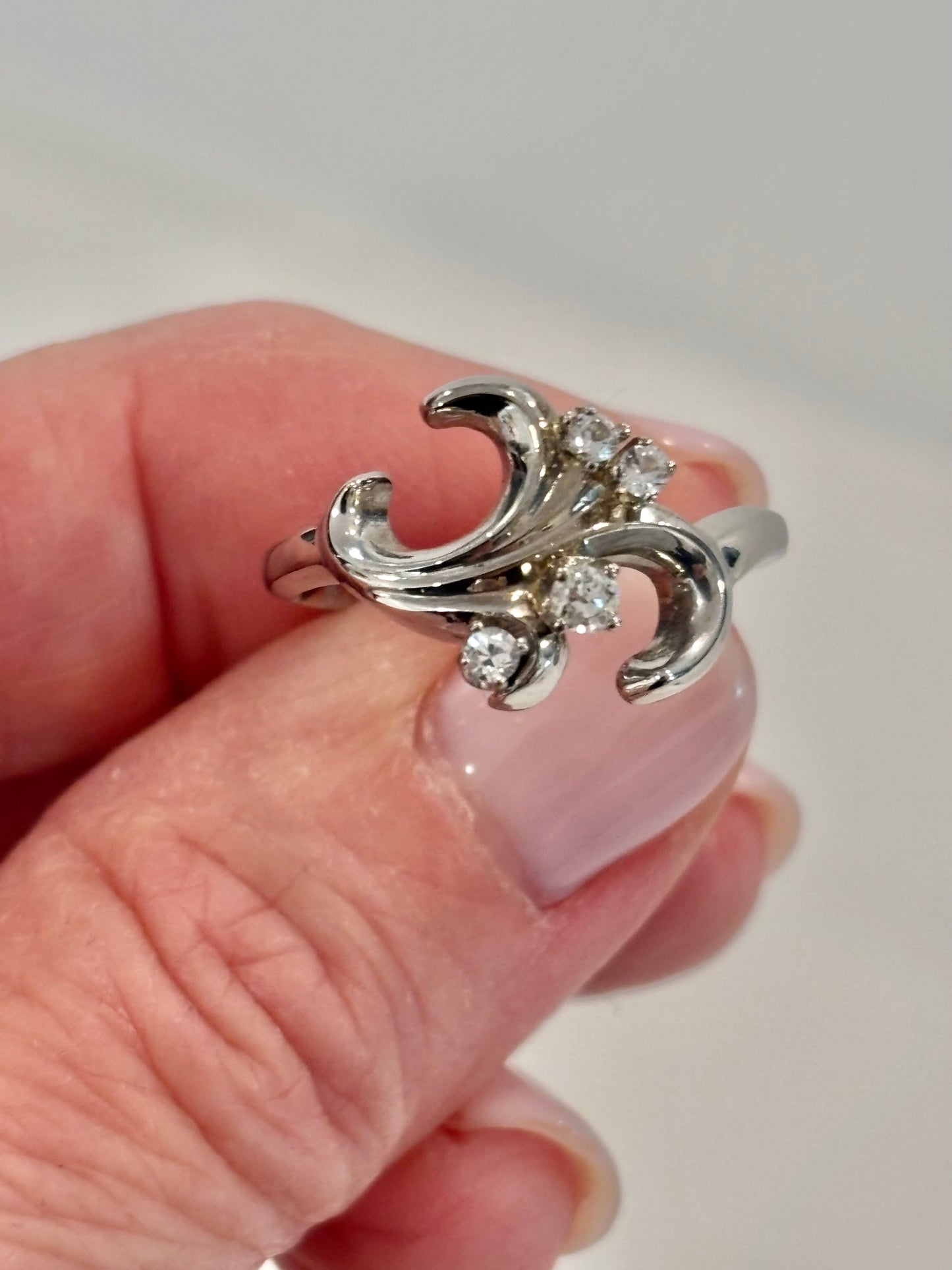 Vintage 14K Gold Diamond Swirl Ring - Sculptural Estate Statement Ring