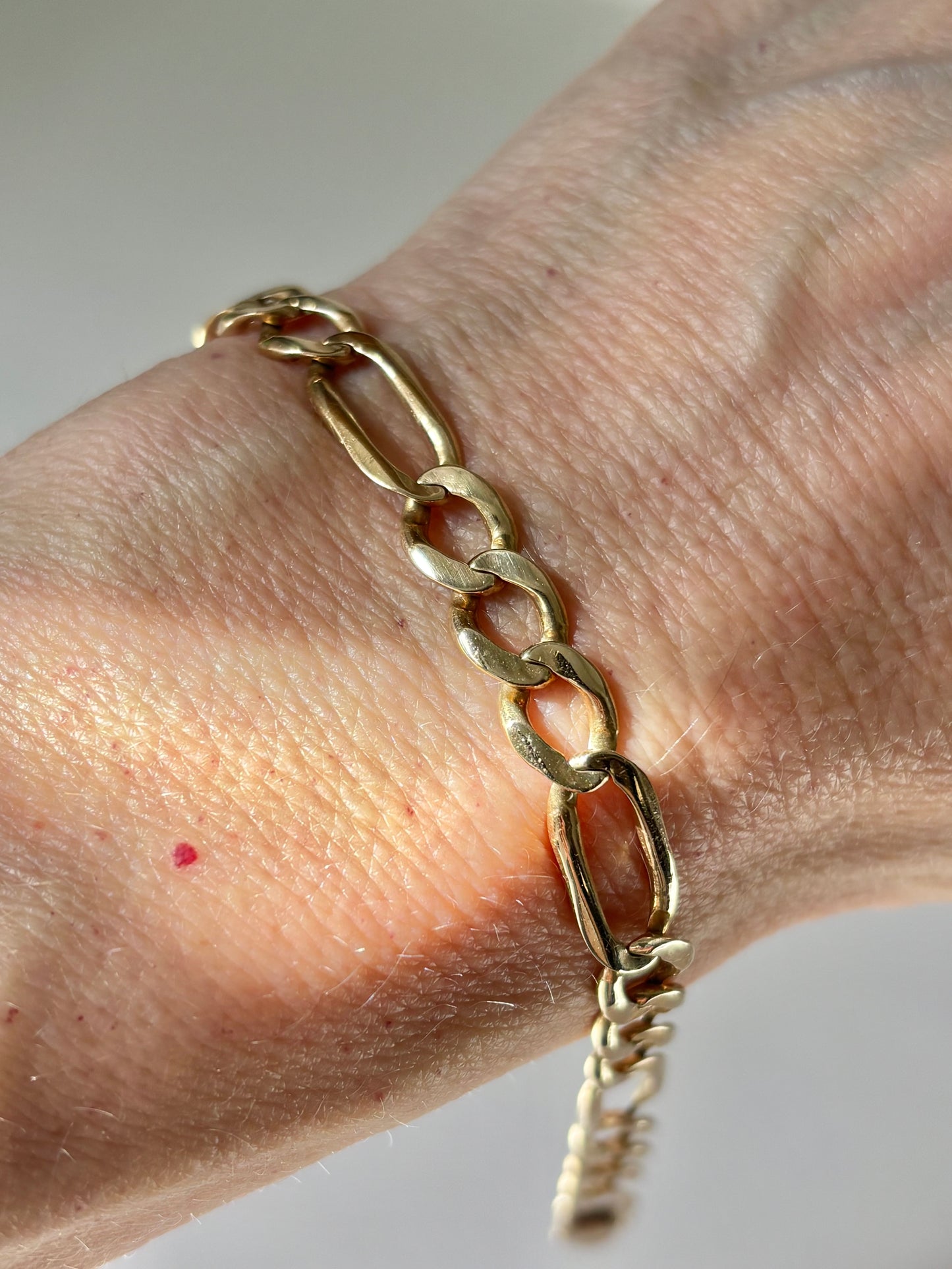 Vintage 10K Gold Mixed Link Bracelet | Bold Elongated Chain
