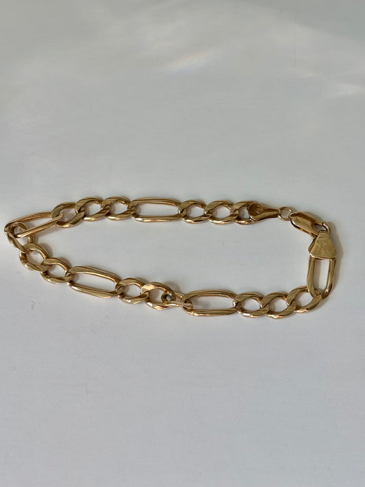 Vintage 10K Gold Mixed Link Bracelet | Bold Elongated Chain