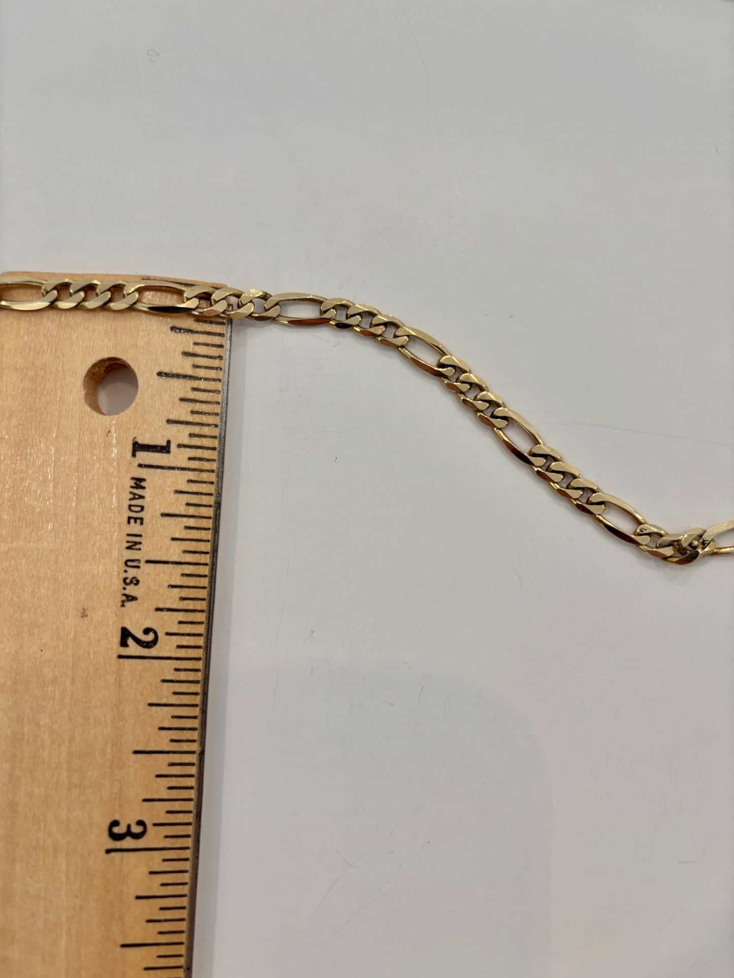 14k Solid Gold Vintage Figaro Link Chain Bracelet - Timeless Italian Style