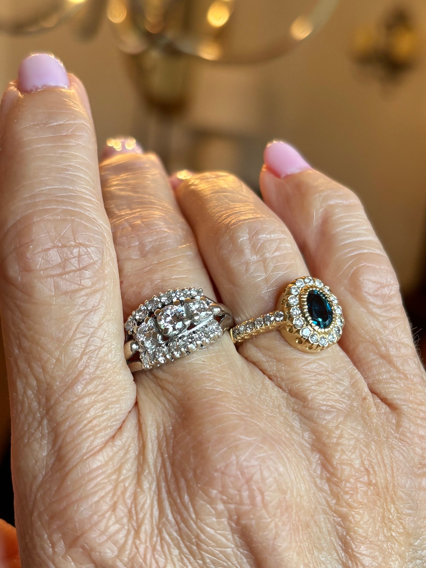 Vintage 14K White Gold Diamond Cluster Ring | Estate Wide Statement Ring