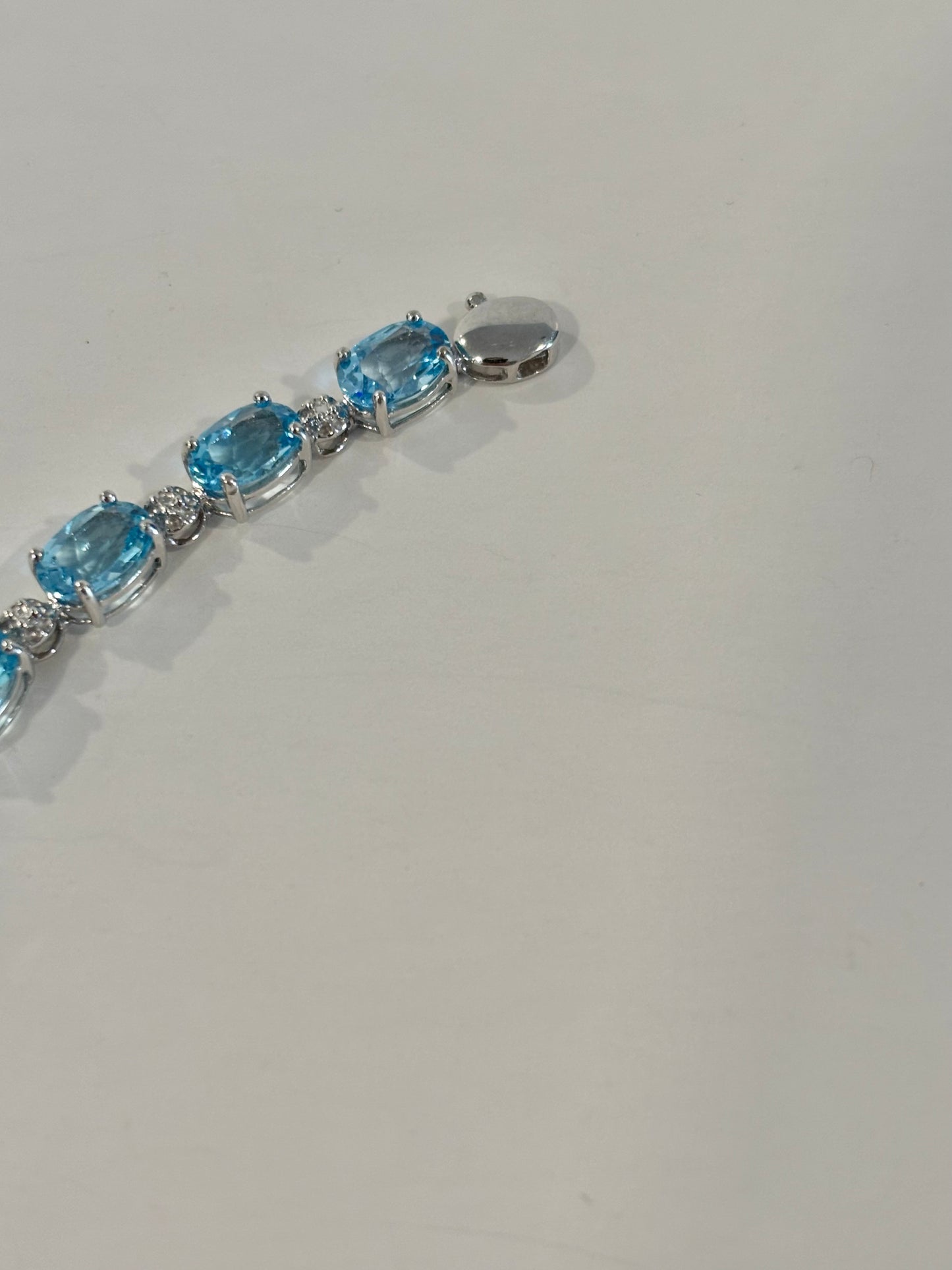 Vintage Blue Topaz Bracelet | Oval Blue Gemstone Tennis Bracelet | Elegant Statement Jewelry | Classic Vintage Bracelet